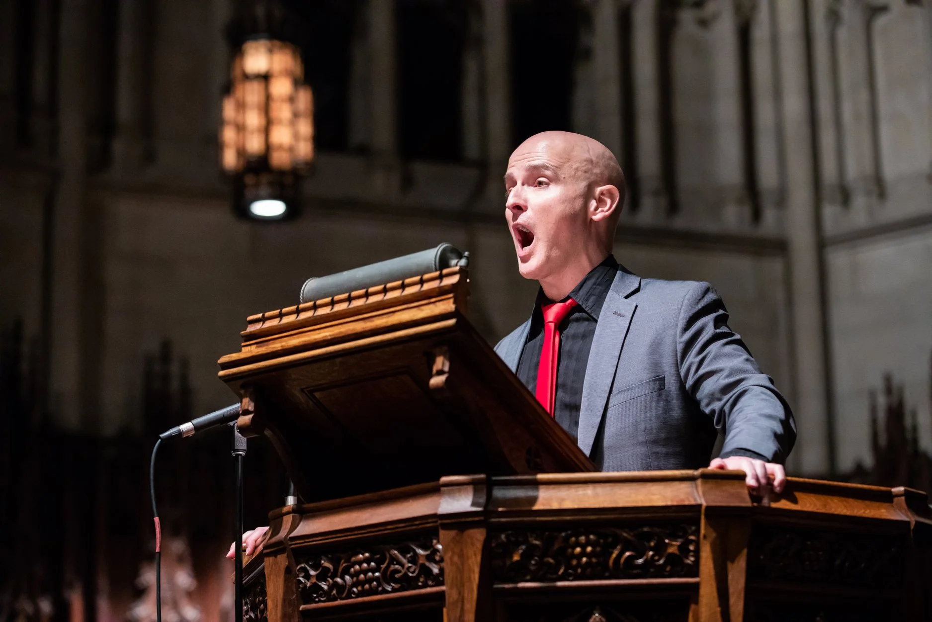 As the Evangelist in Bach's St. John Passion. Photo by Alisa Innocenti, 2019.