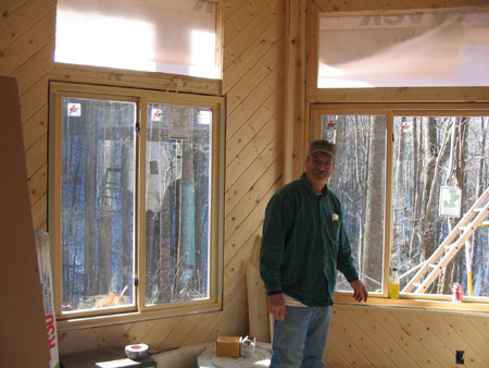 Builder George Mathis finished putting windows in. He is doing a great job.
