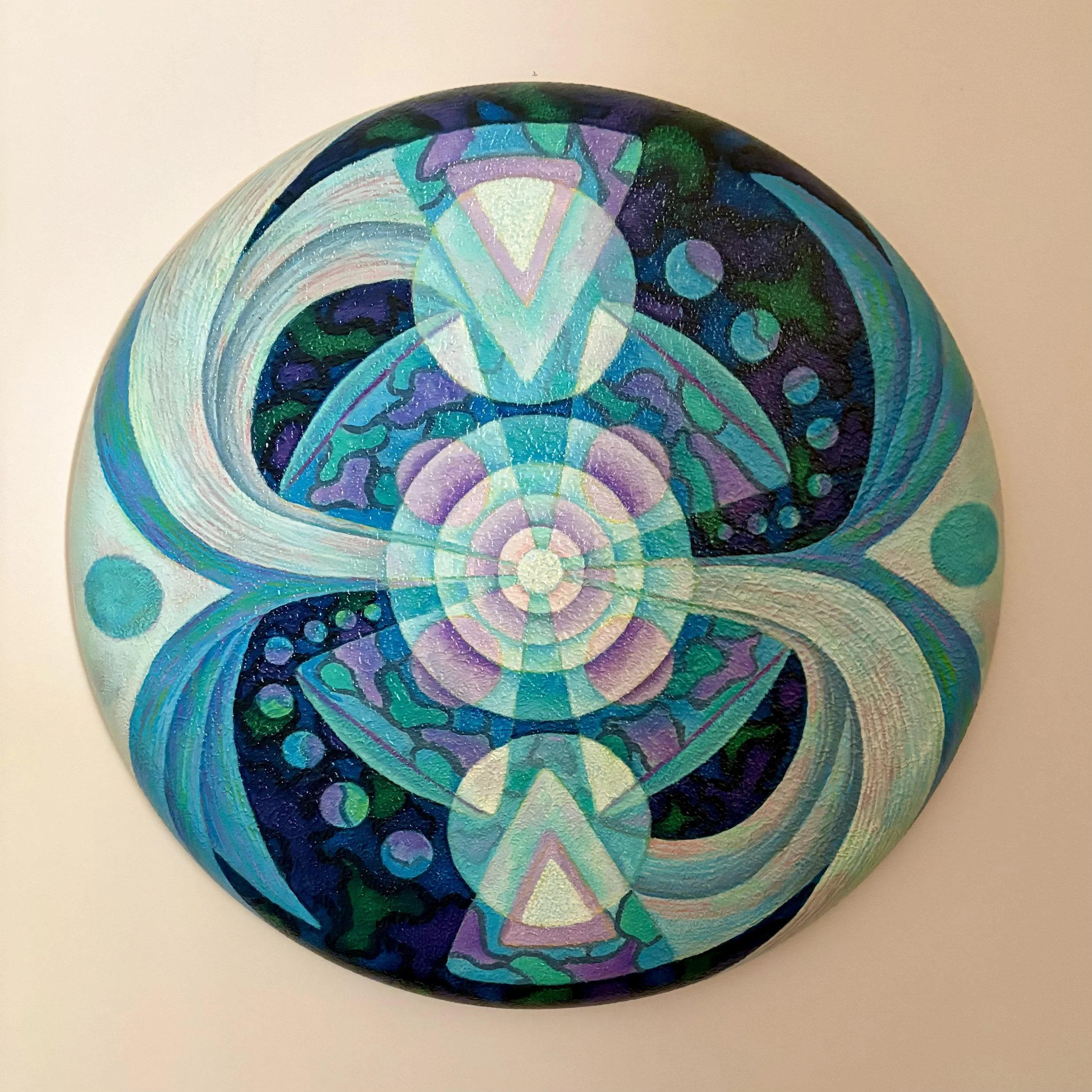 Don Gordon "Winter Moon" Geometric Circular Wall Original Painting
