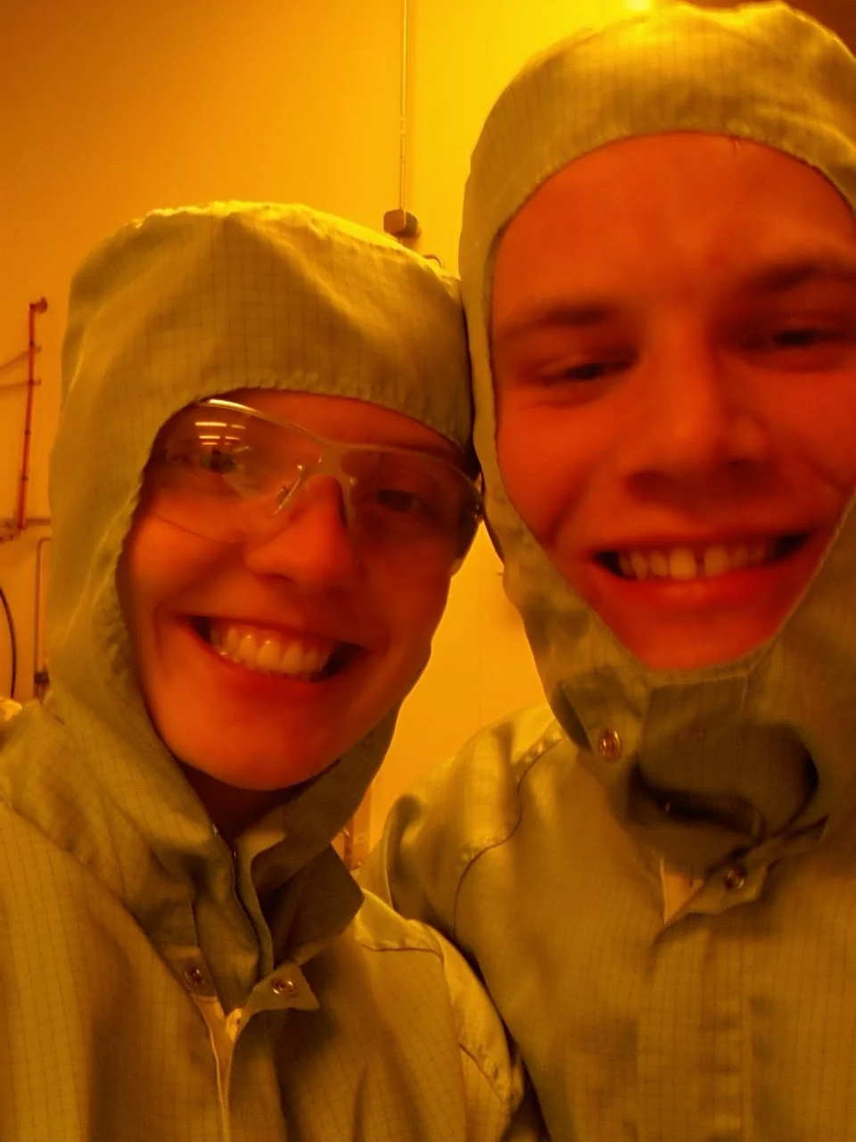  Piotr (one of our process engineers) and I suited up and ready to enter the cleanroom.