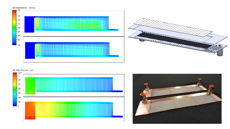Example of the design simulation and fabrication of liquid cold plates for a power electronics customer