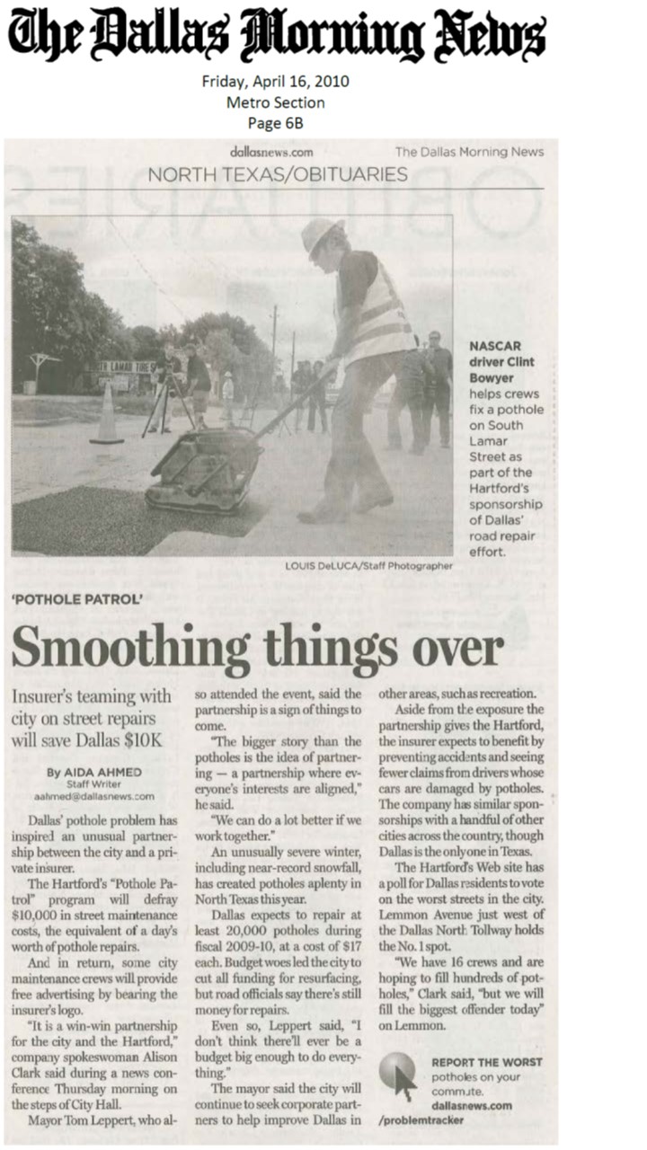Dallas Morning News Pothole Patrol