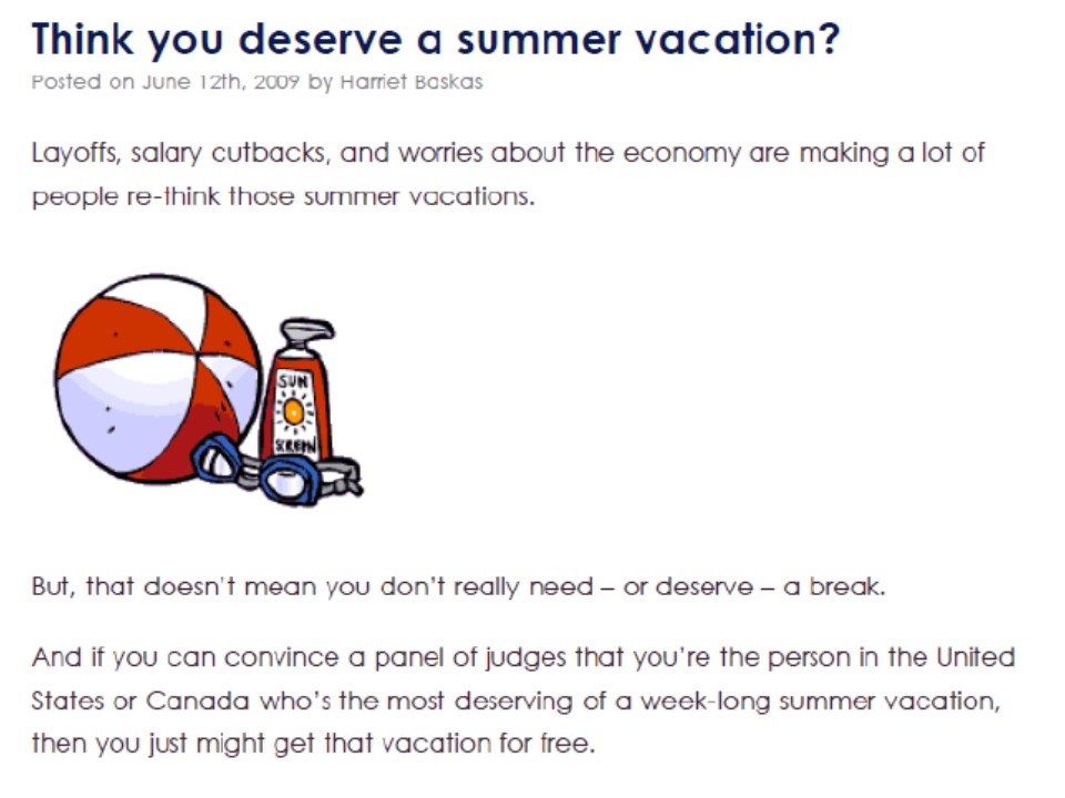 Save Our Summer Vacation