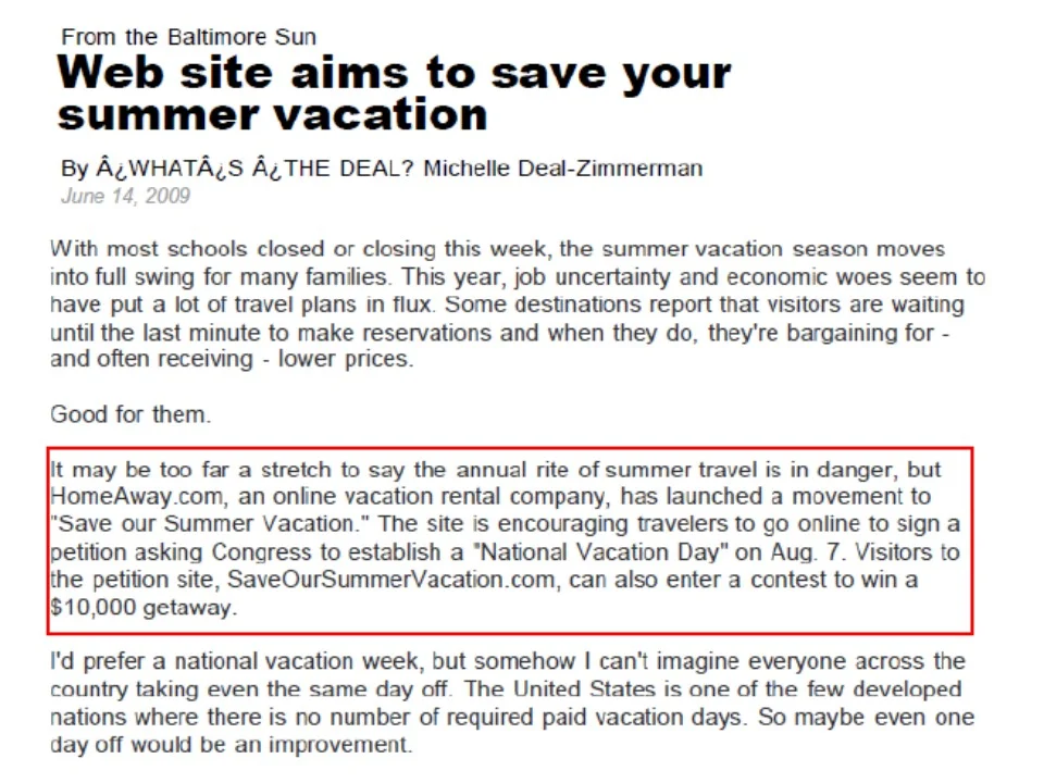 Save Our Summer Vacation