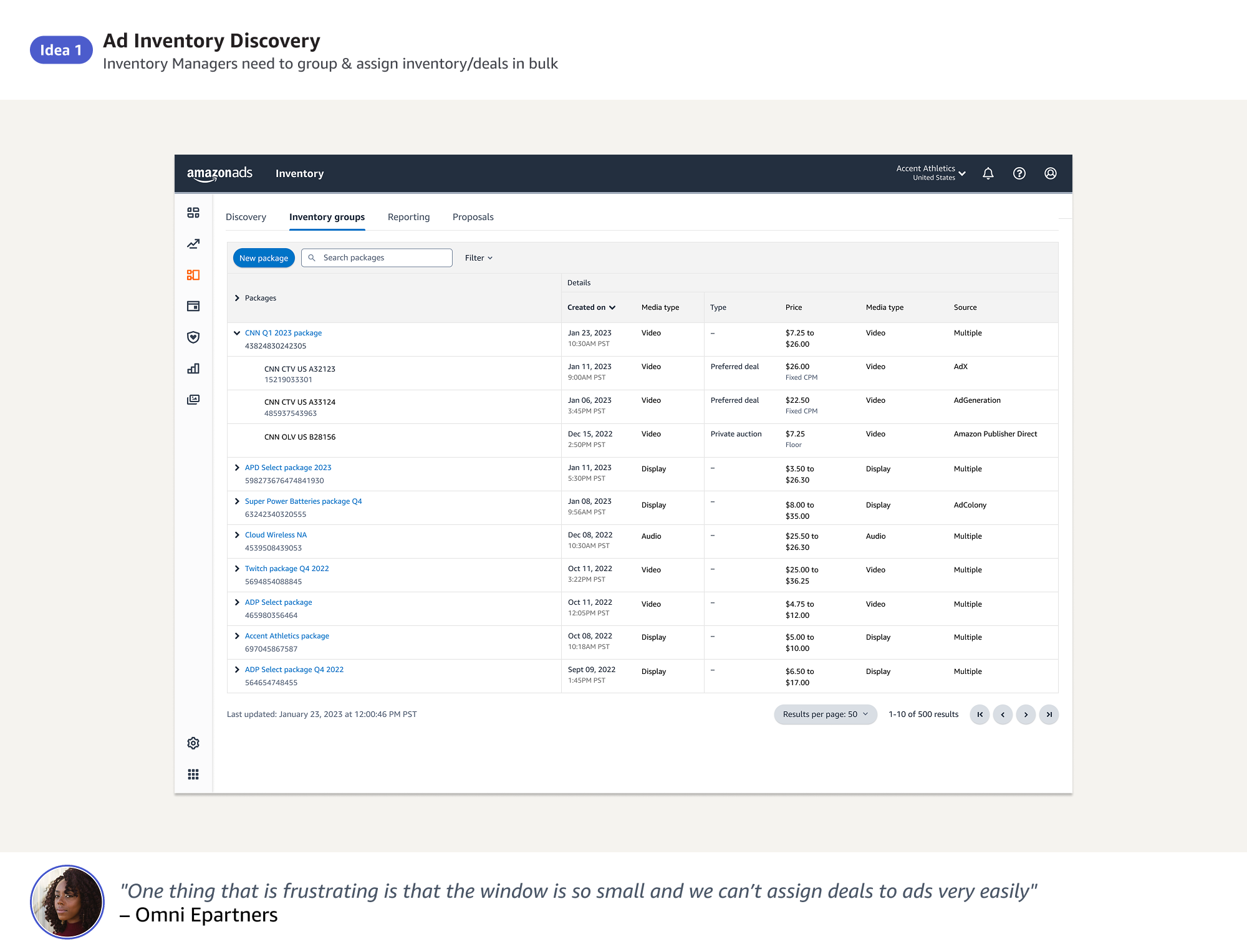  Introducing Inventory groups enable inventory managers to bundle related inventory (ex: by publisher, format, or campaign strategy) into reusable objects. This reduces repetitive manual work by enabling bulk actions and centralized organization of i
