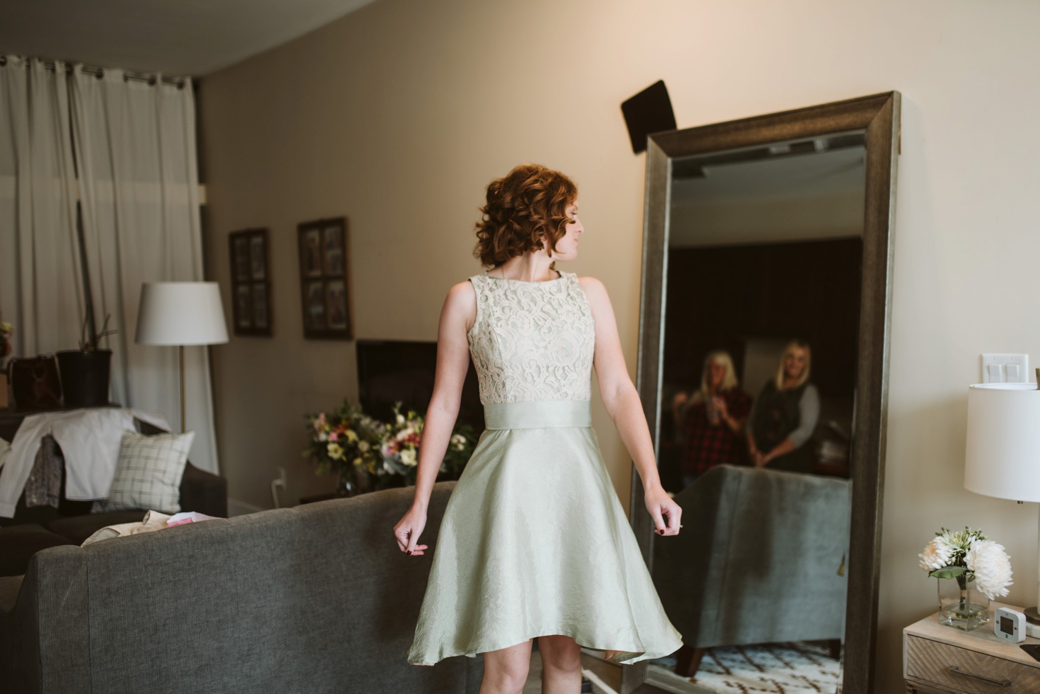 My sister & Matron of Honor, Annye, in her dress made by my mom.