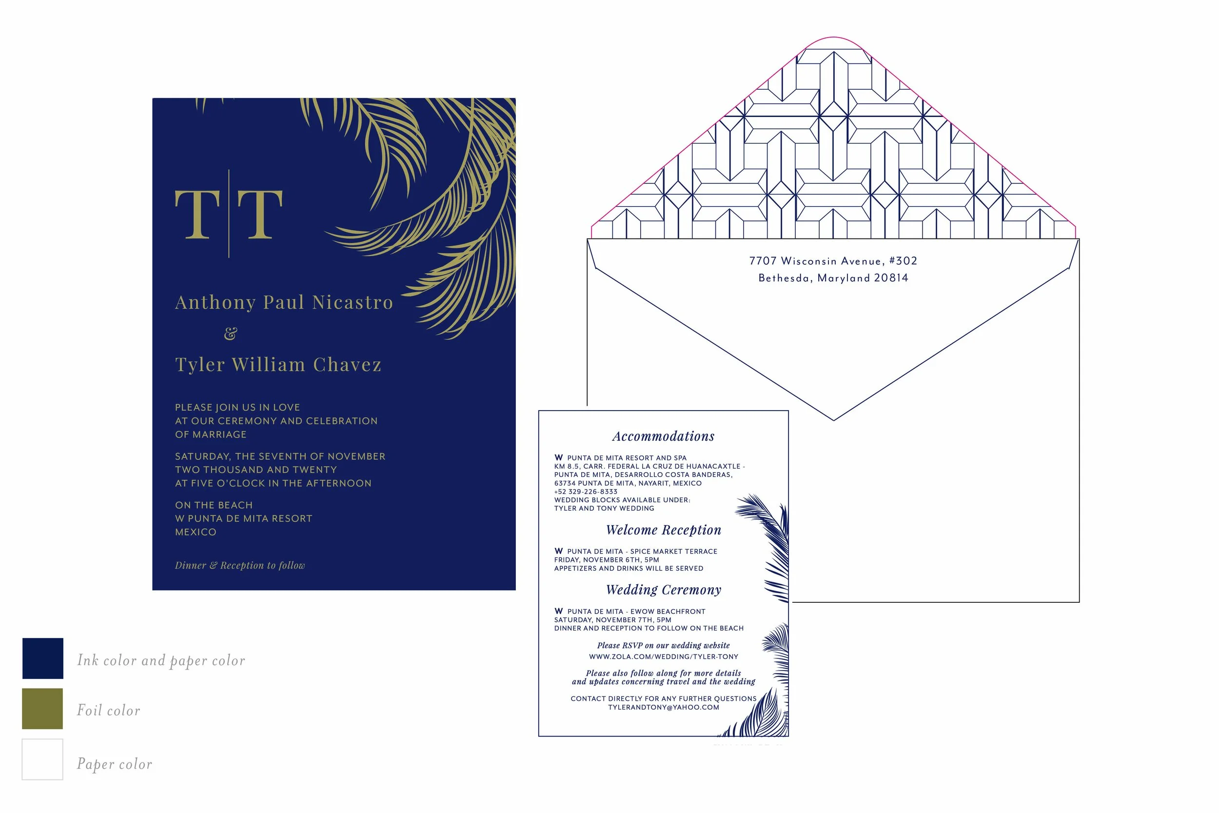 Tropical Evening Wedding Invite Option 1