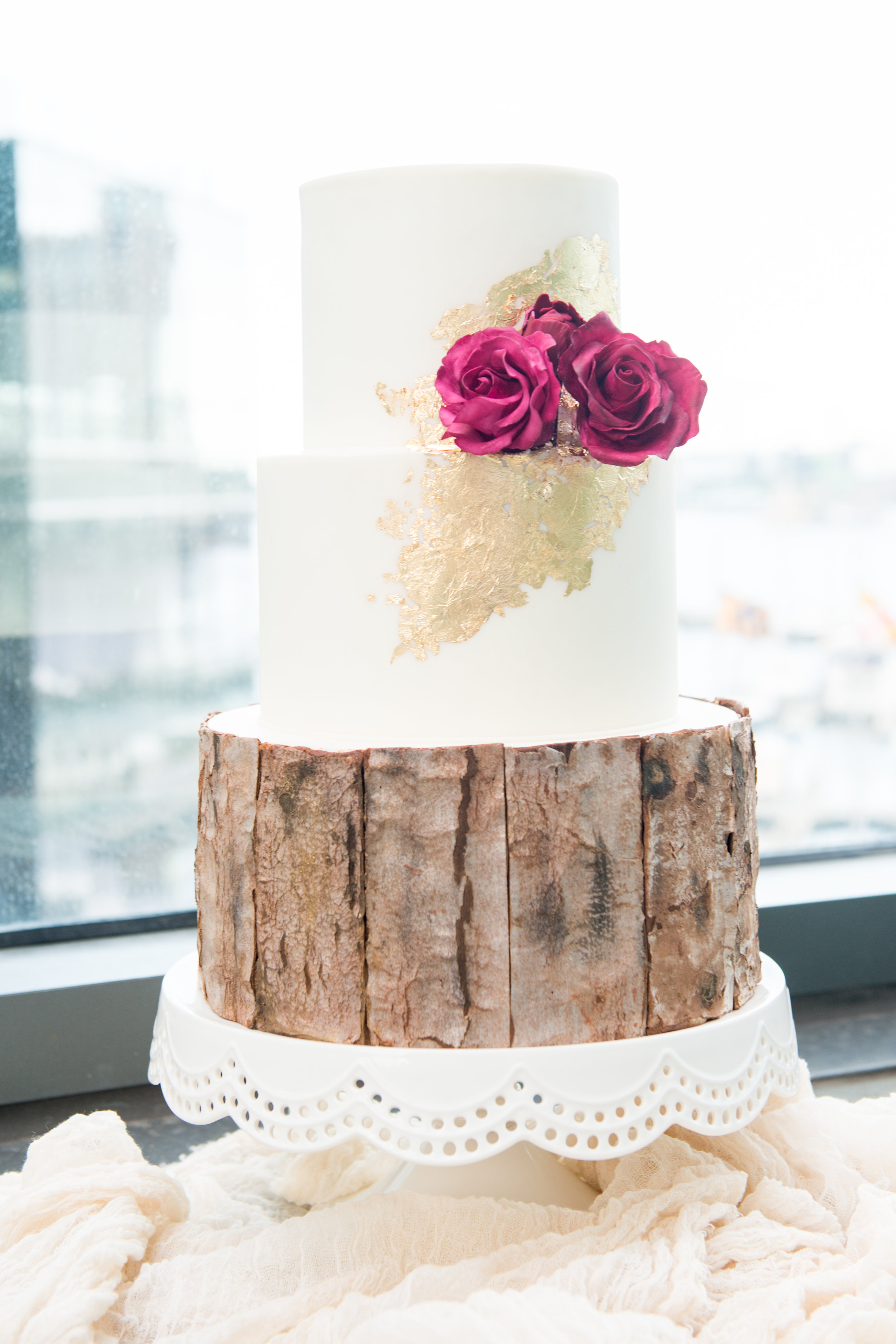 Rustic gold wedding cake