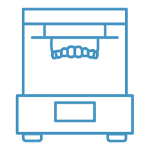 Icon of denture being 3d printed