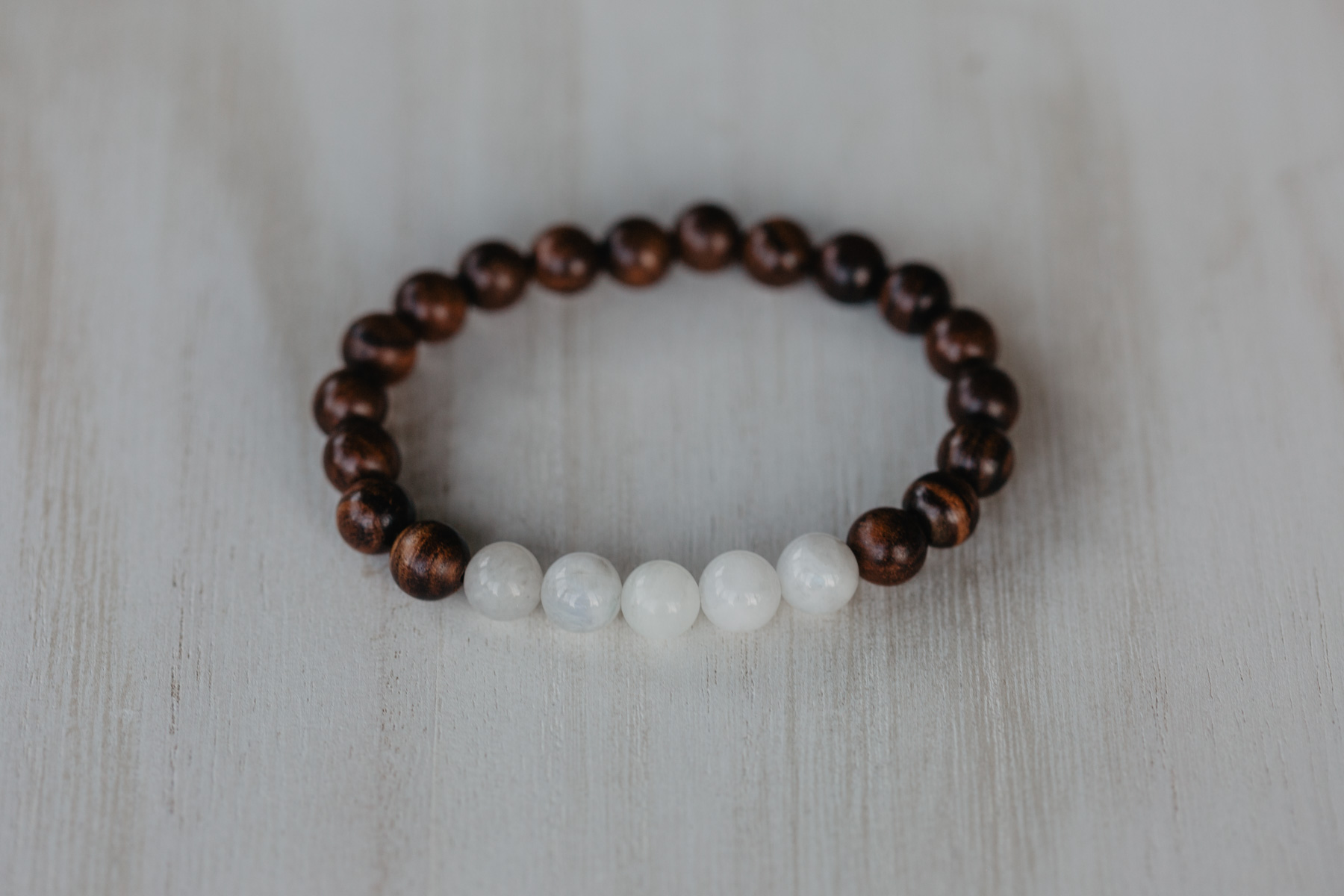 Rosewood and Moonstone Bracelet
