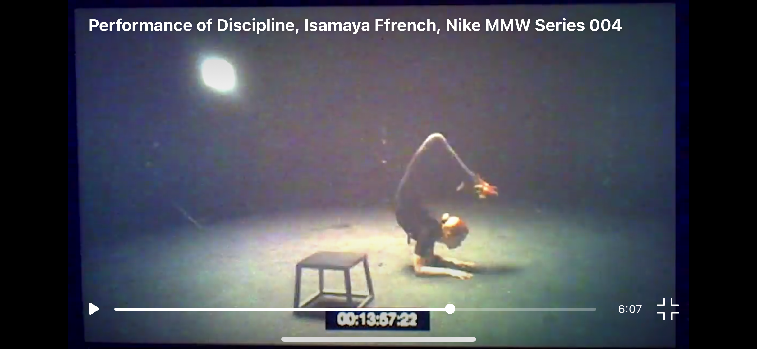 Click to watch Isamaya Ffrench’s twenty minute performance of discipline.