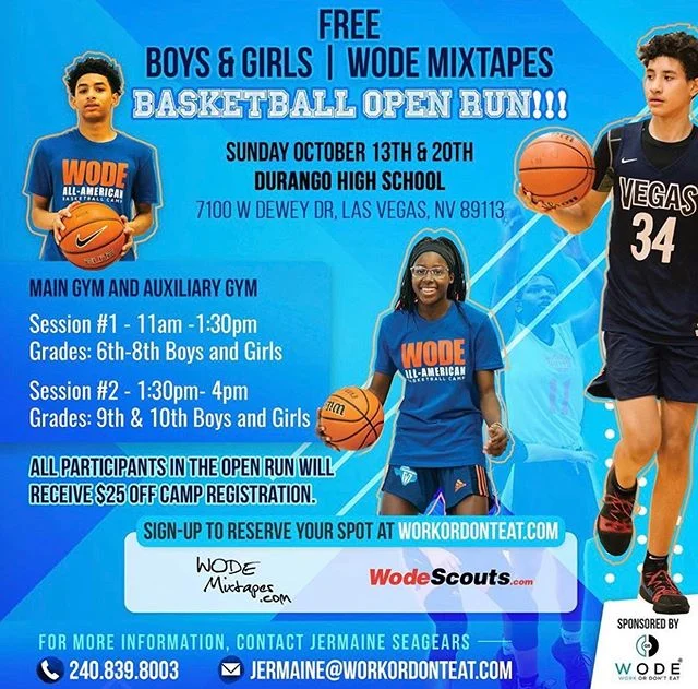 #WodeOpenRun for MIDDLE &amp; HIGH SCHOOL GIRLS BASKETBALL‼️ Sunday, October 20th- - - @wodemixtapes will filming  and @wodescouts will evaluate. .
.
.
If you already registered, Do not register AGAIN‼️
.
.
.
If you have NOT registered, Visit WorkOrD
