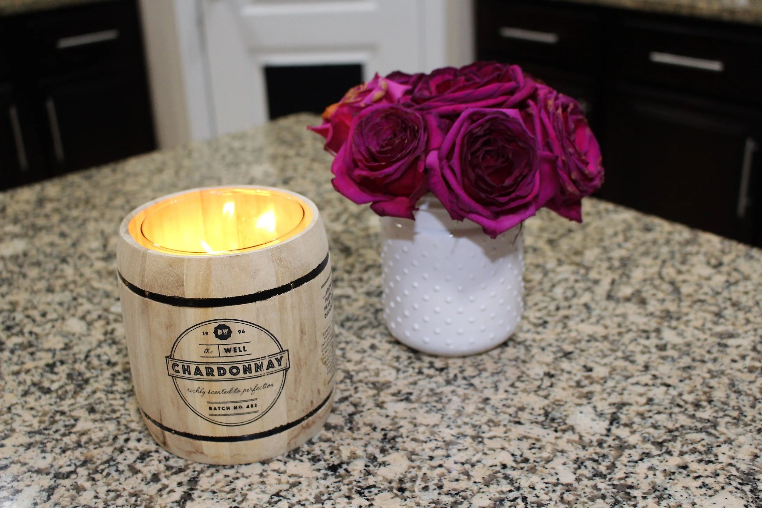  I love how this old jar looks as a vase with some pretty roses!