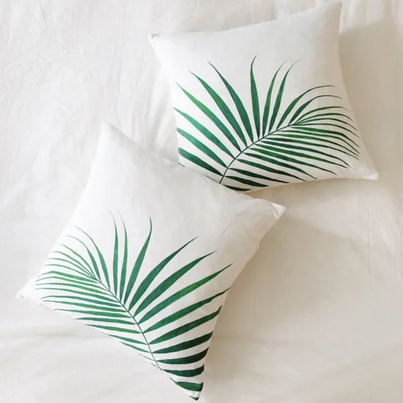 Palm Leaf Throw Pillow Cover - $40+