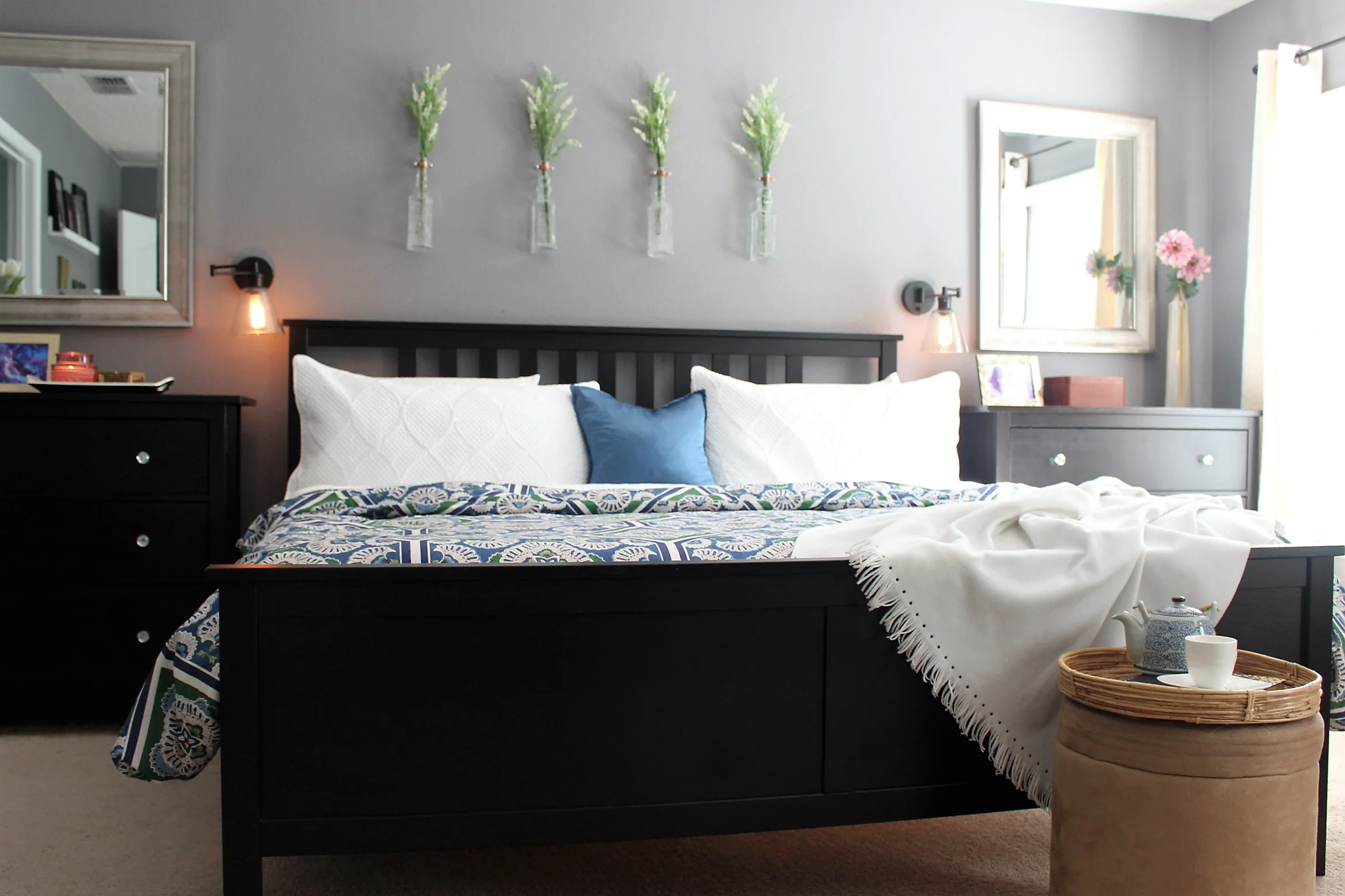 Winter decor in the master bedroom