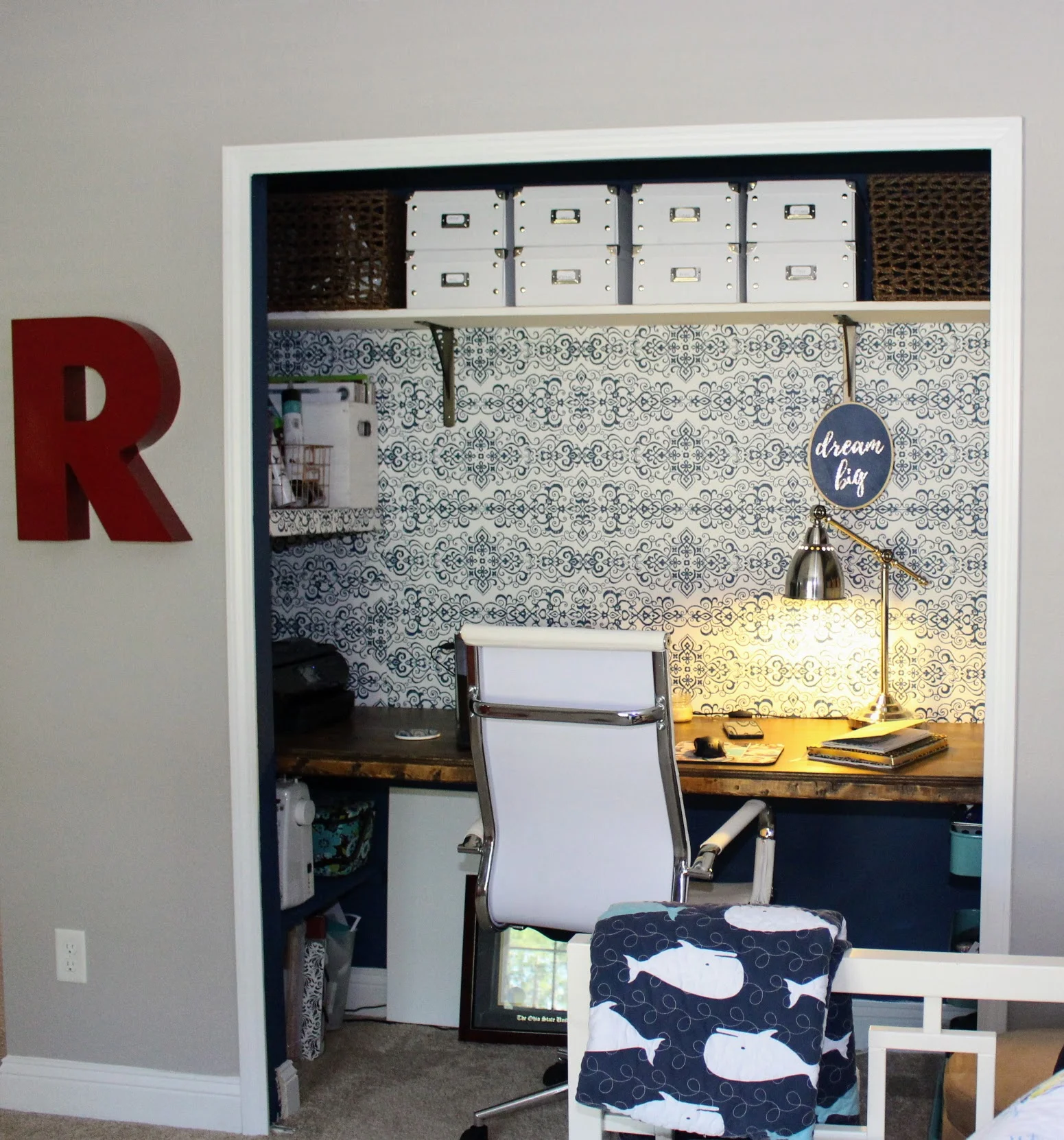 Closet Office - Read about how I finished this space with just $100!