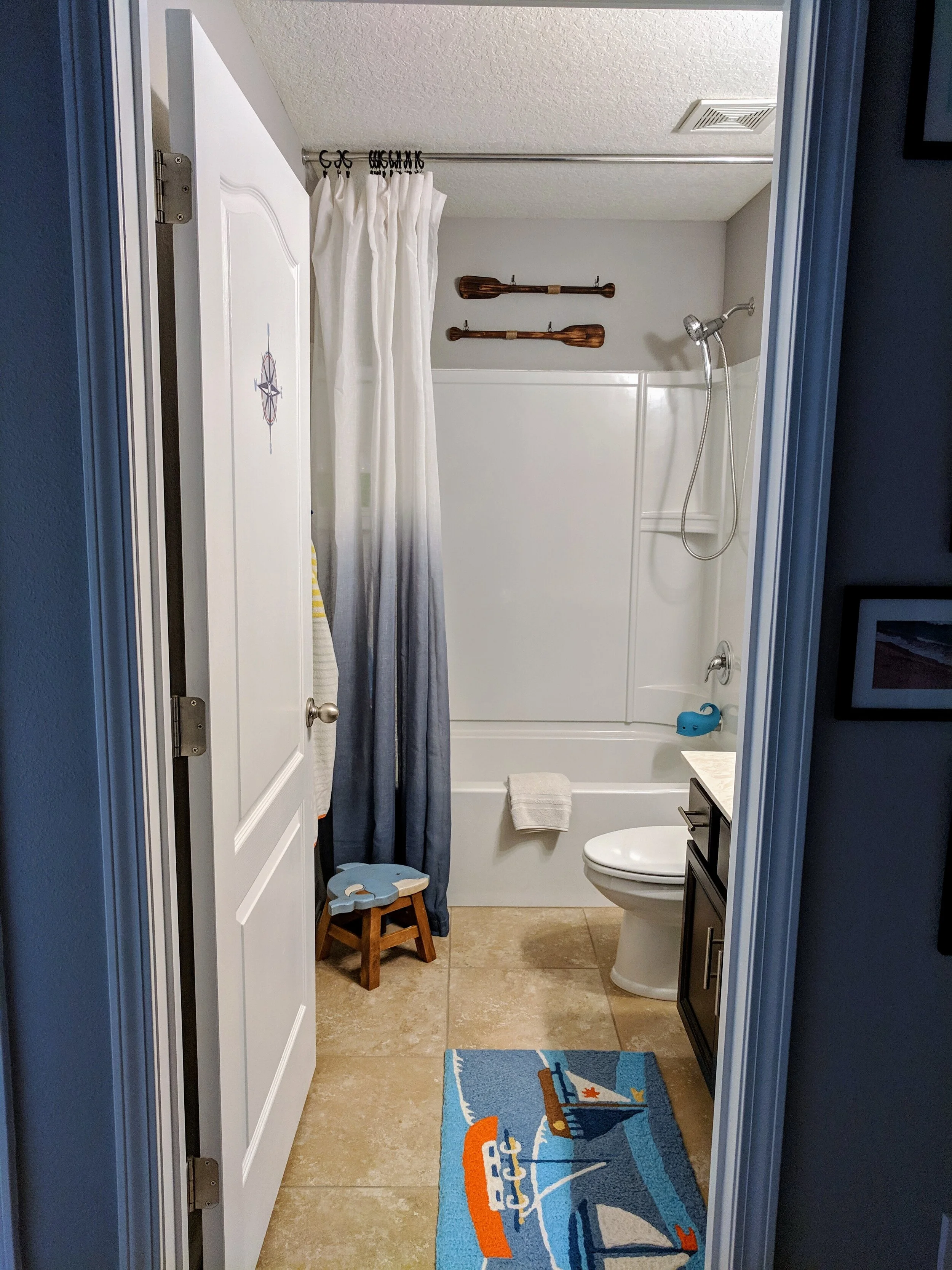 When we had a shower curtain that worked!