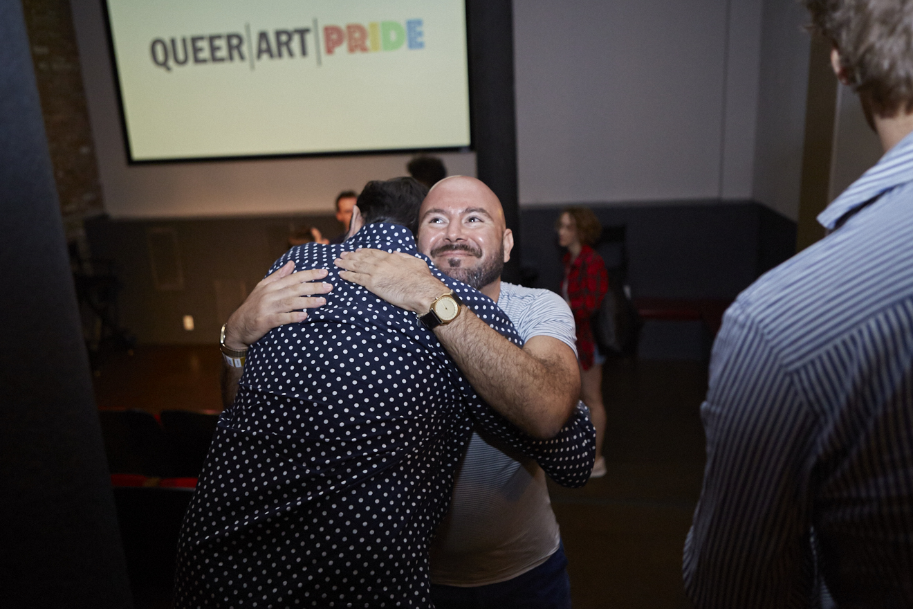 Copy of Avram Finkelstein & Rodrigo Bellott at QAM Alumni Shorts Screening for Queer|Art|Pride at Wythe Hotel, June 2017. (Photo by Eric McNatt)