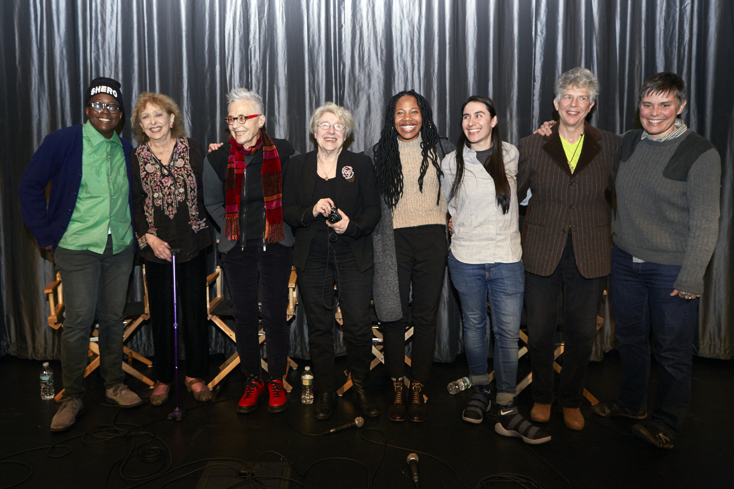  Cheryl Dunye, Carolee Scheenmann, Barbara Hammer, Martha Rosler, Fair Brane, Vanessa Haroutunian, Su Friedrich, and Dani Restack (Photo by Eric McNatt) 