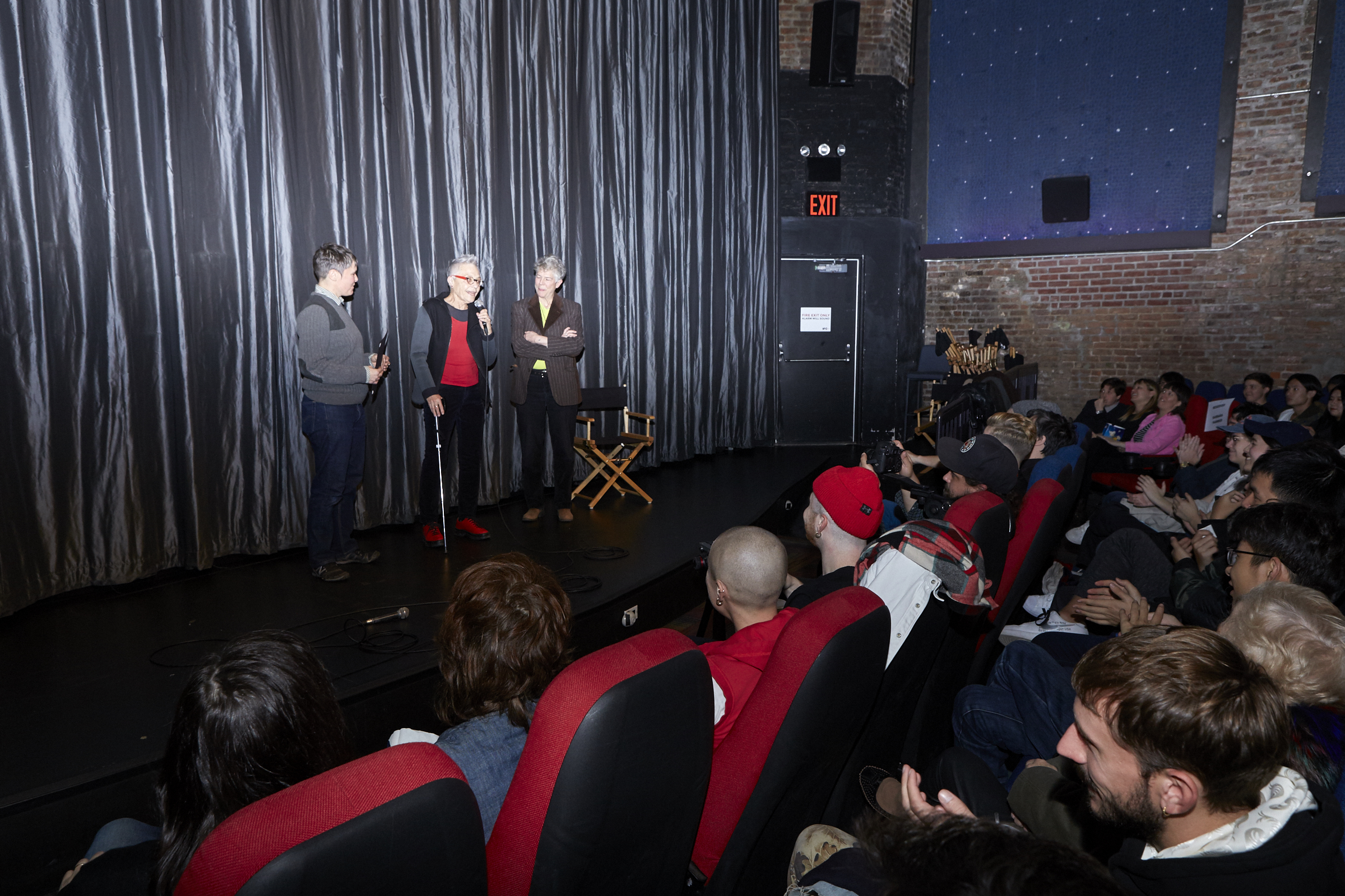  2017 Judges Dani Restack and Su Friedrich on stage with Barbara Hammer (Photo by Eric McNatt) 