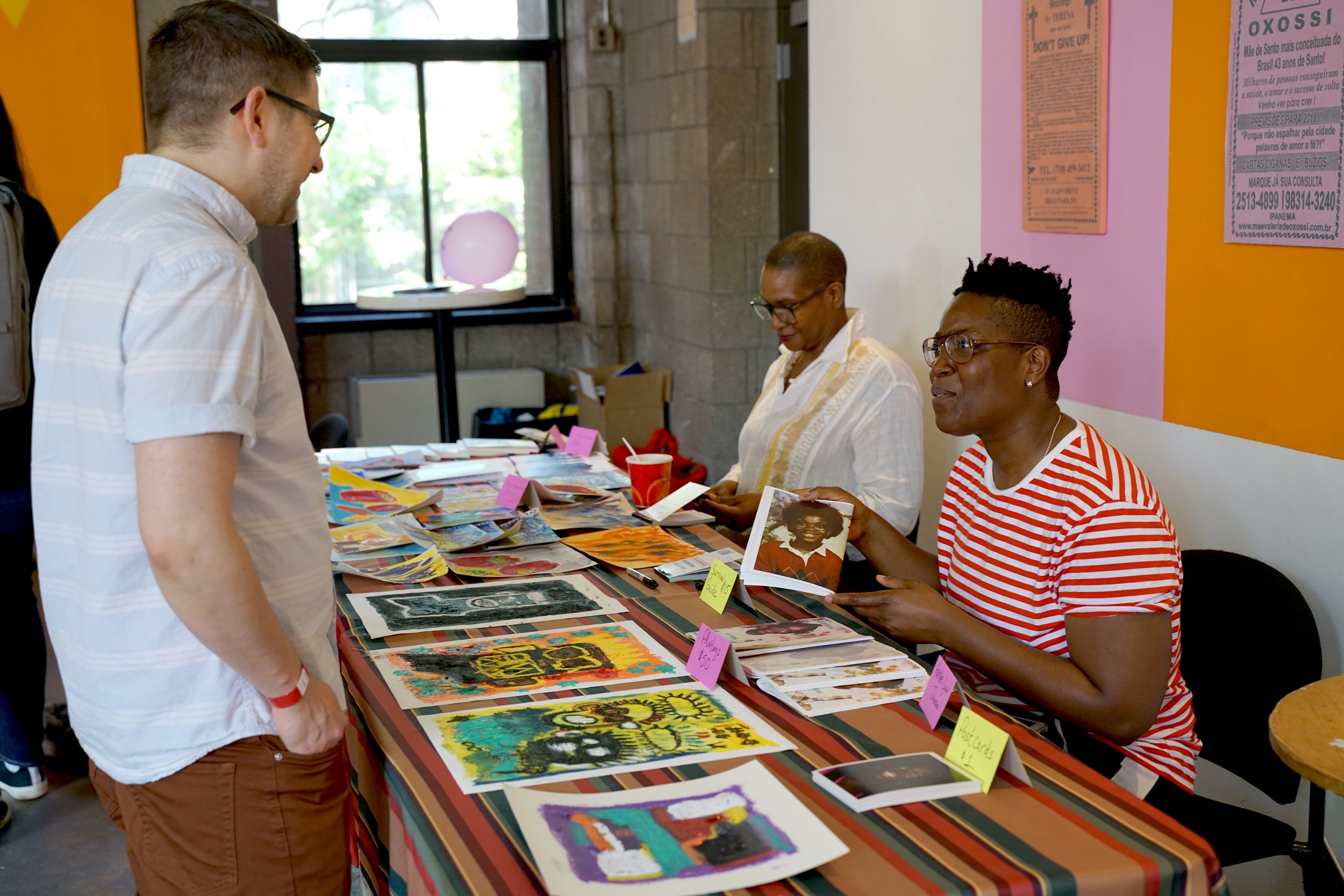 Heather Lynn Johnson and her Mentor Pamela Sneed at the 2019 Queer_Art_Pride Book _ Print Fair (image by Travis Chamberlain).JPG