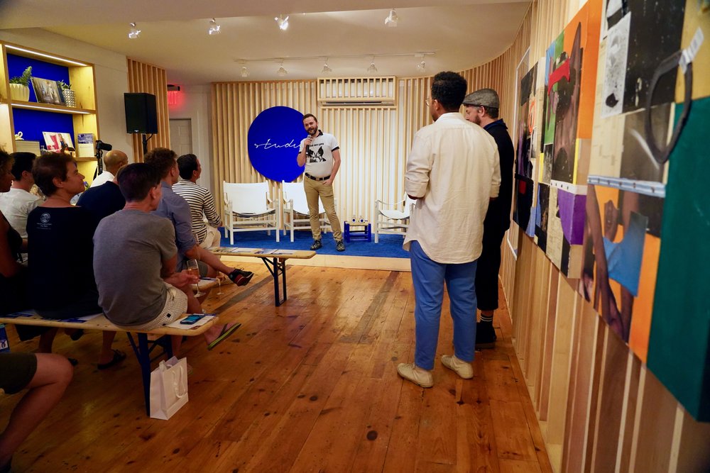  Travis Chamberlain speaking at After Mentorship in Provincetown in 2018. 