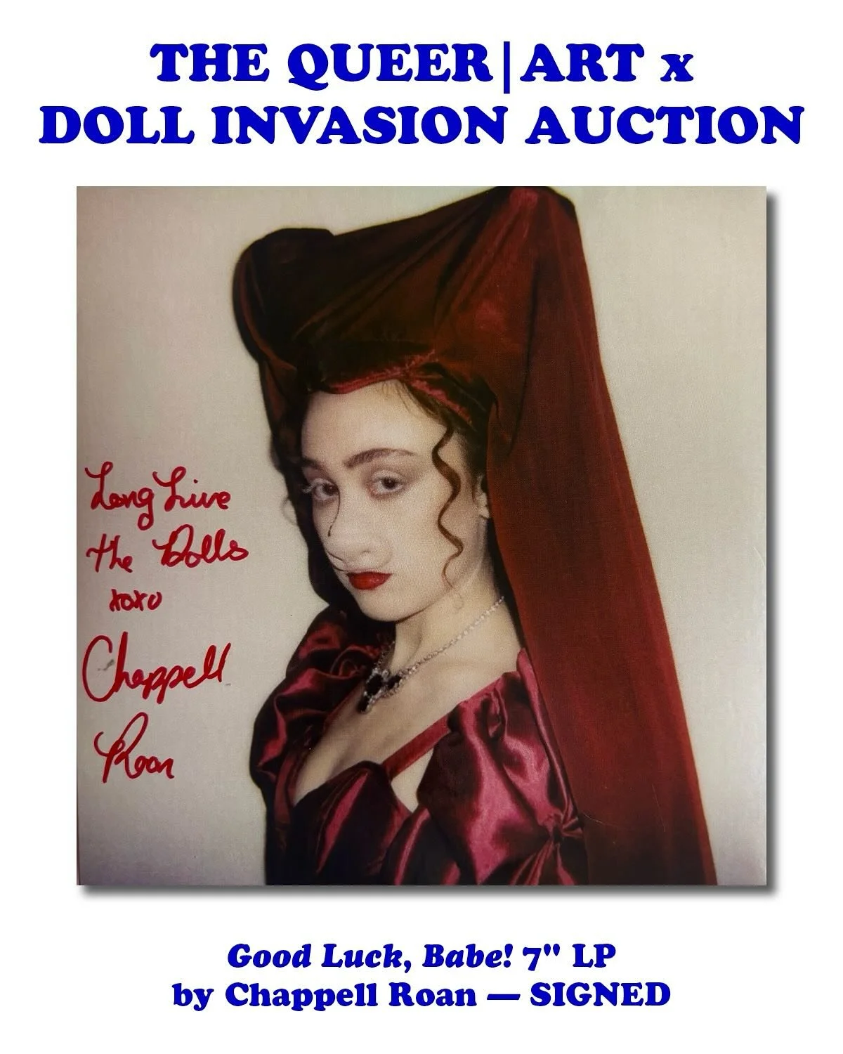 These memorabilia are HOT TO GO, and freshly authenticated by @chappellroan herself! From signed vinyls with unreleased demos to Gov Ball sweat rags, the @queerart x @doll.invasion auction has something for even the biggest Popstars among us. Place y