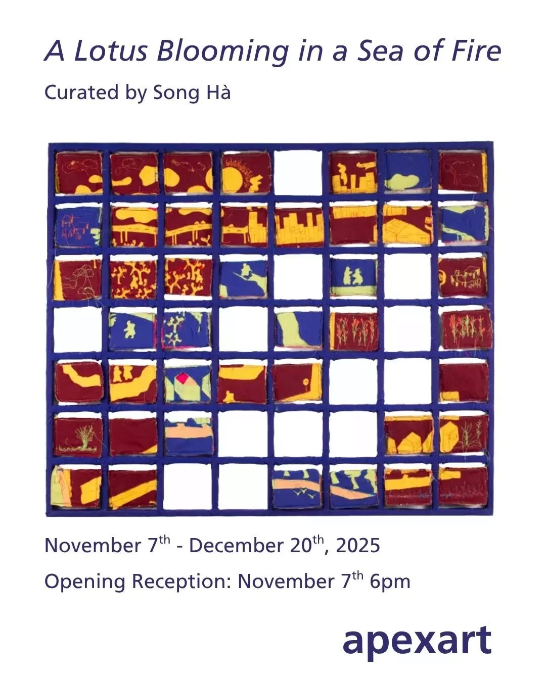 THURSDAY: Catch the opening of the group exhibition, &quot;A Lotus Blooming in a Sea of Fire,&quot; at @apexartnyc curated by 2022 QAM Fellow Song H&agrave; (@songhafromearth)! By marking the 50th anniversary of the Southeast Asian wars, this exhibit