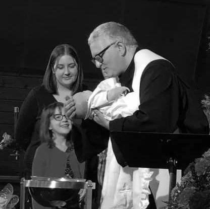 Pastor Mike… with Kathy, Adelyn and baby Finley.
