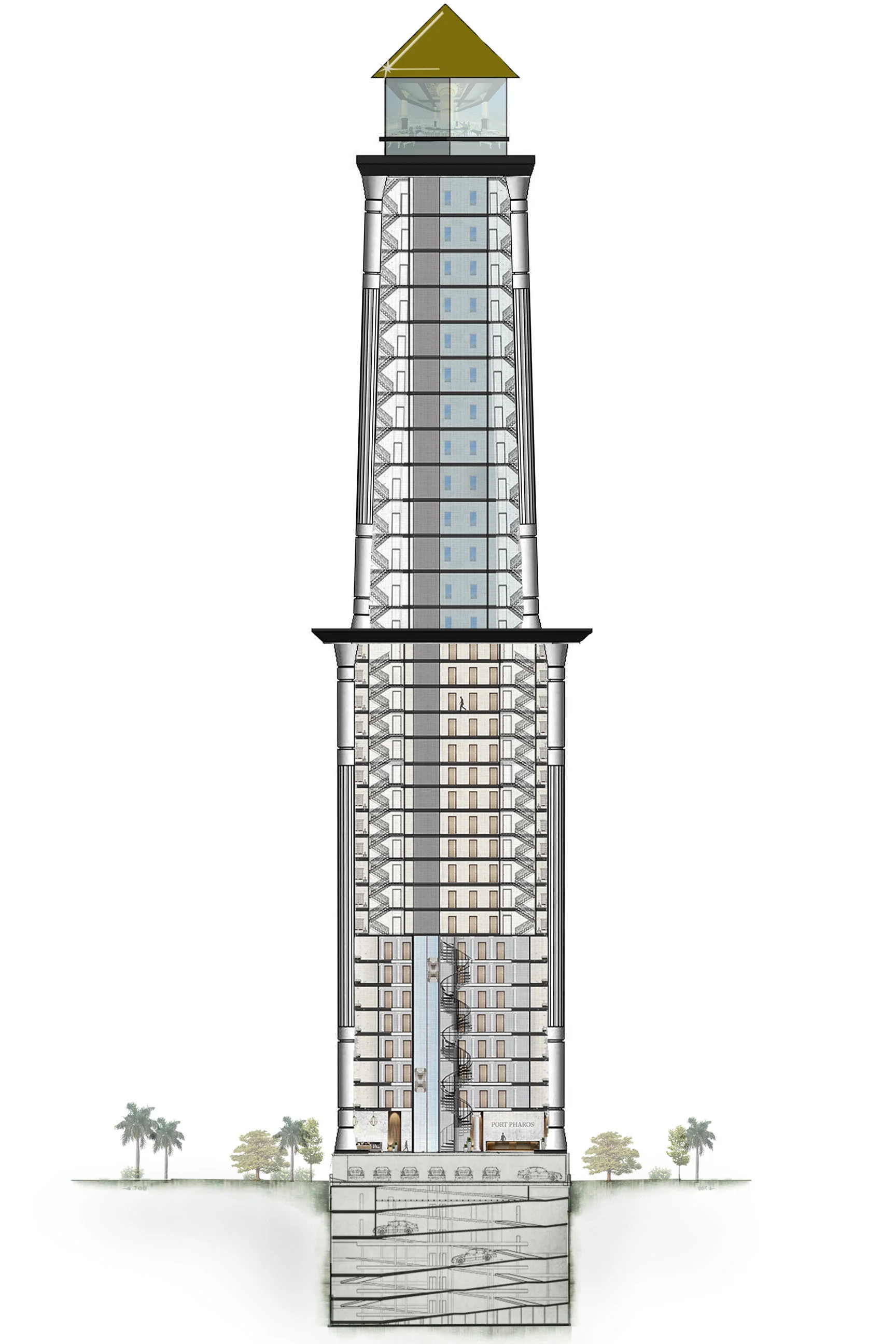 Section drawing by Katie Woody