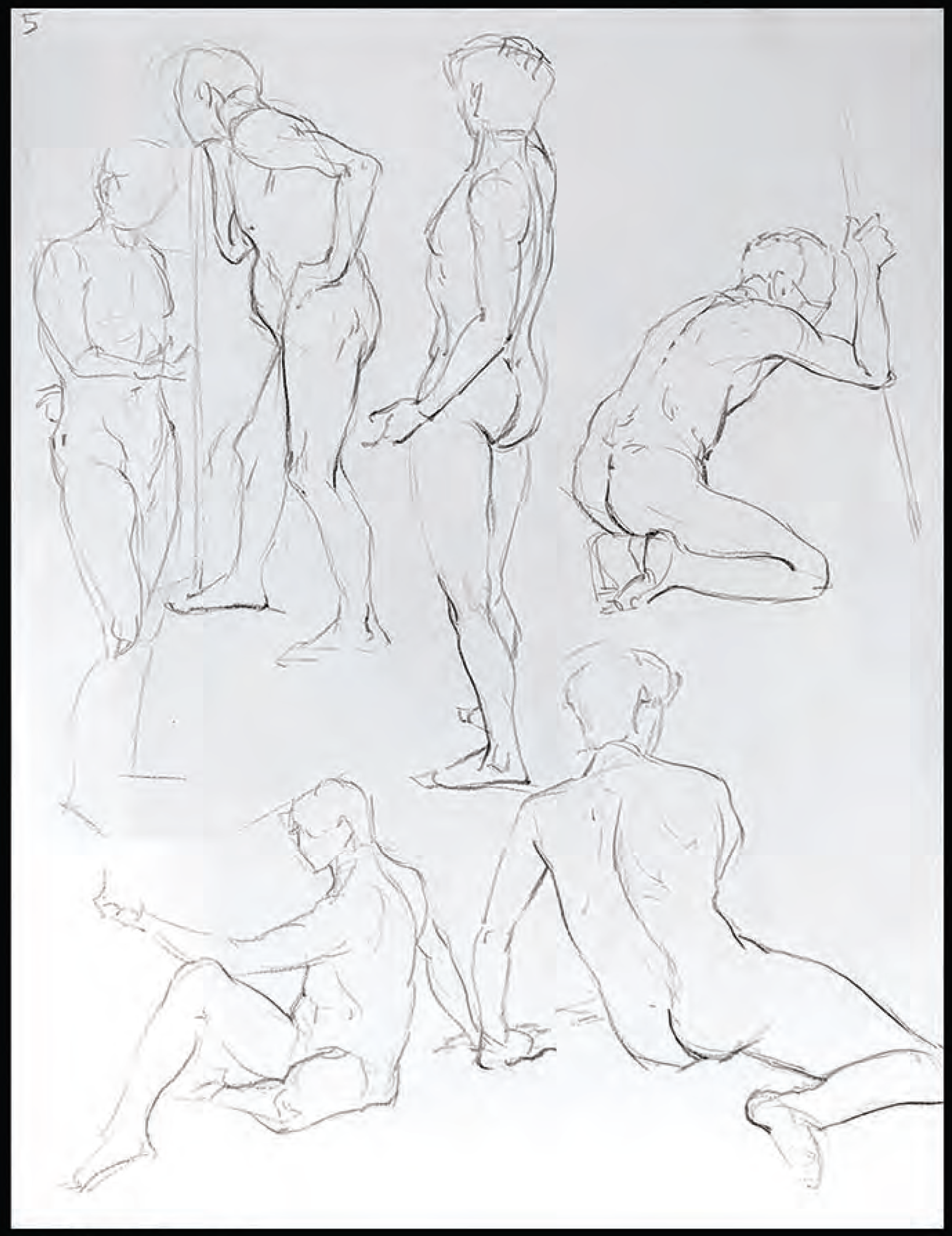   Figure I for Computer Animation, Game Art &amp; Illustration: Five Minute Gesture  Charcoal on Newsprint 18” x 24” 