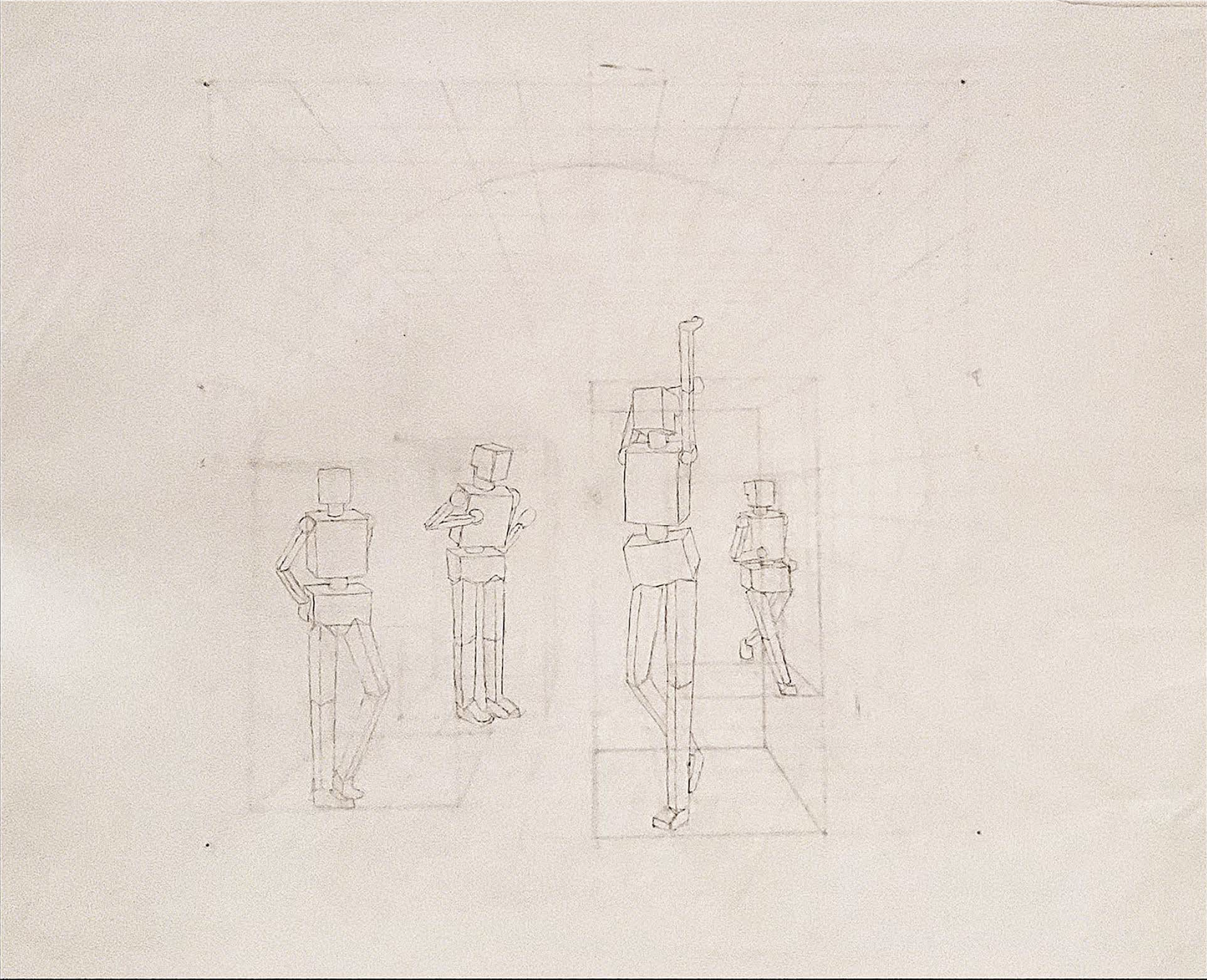   Drawing II: Figures of Varying Heights, To Scale, Plotted in Technical 1pt  Graphite on Paper/Tracing Paper 14” x 14” Saint Louis Community College–Meramec 
