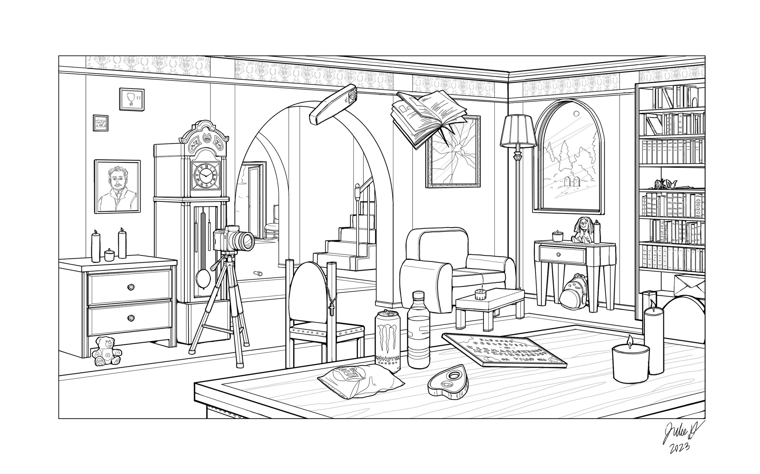   Perspective I: Computer Animation, Game Art, and Illustration  Project 2: Invented Interior with Defined Occupant Digital Drawing in Photoshop 16” x 9” 