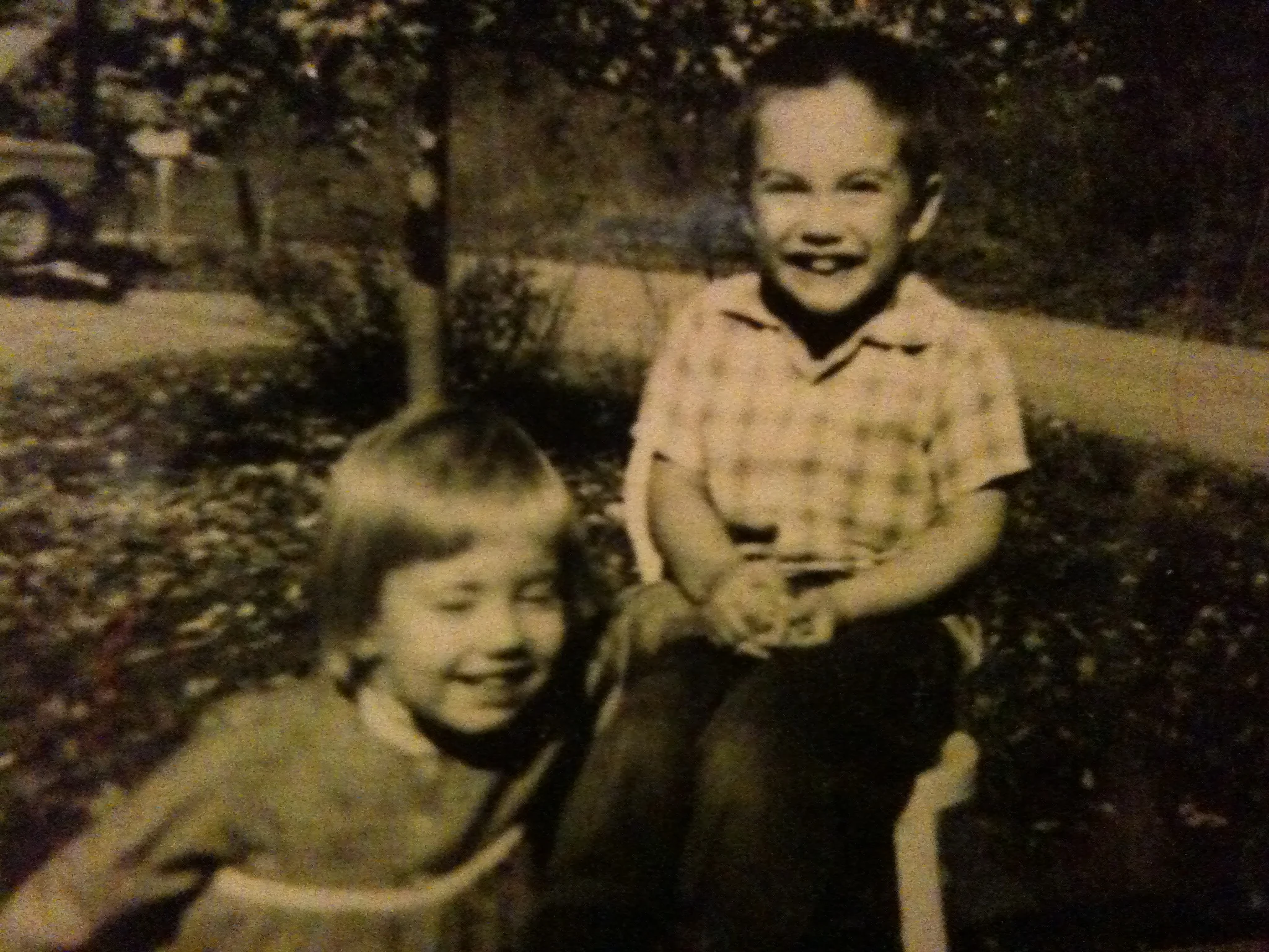 Christine with her brother Mark in rural Indiana.