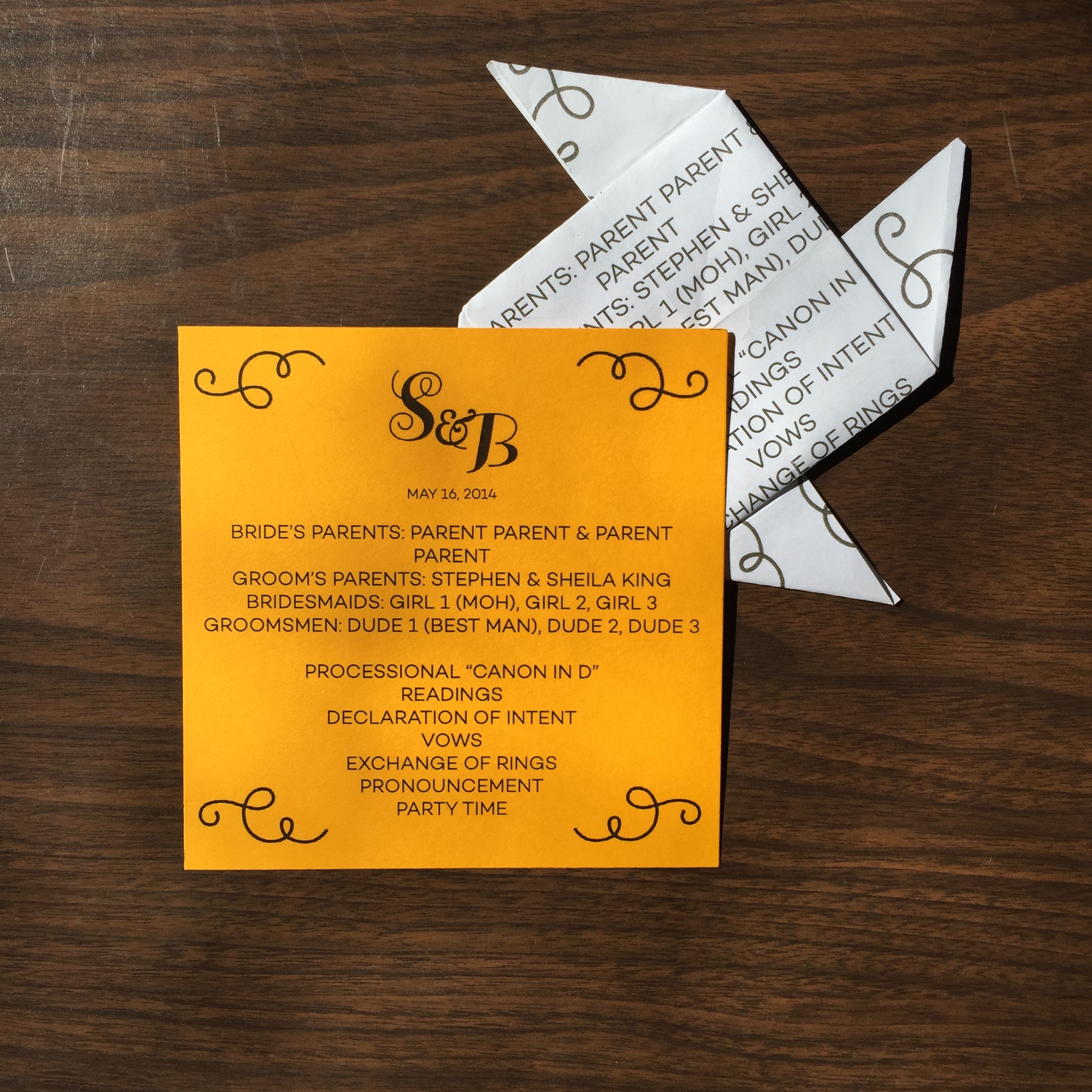 Wedding Programs/Origami Pinwheels