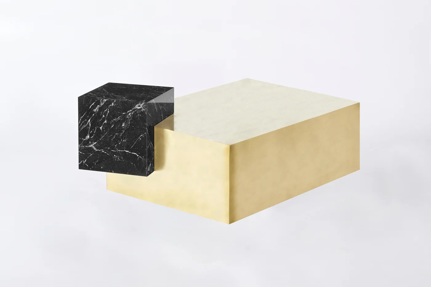 Askew Coffee Table in Brass with Nero Marquina Marble