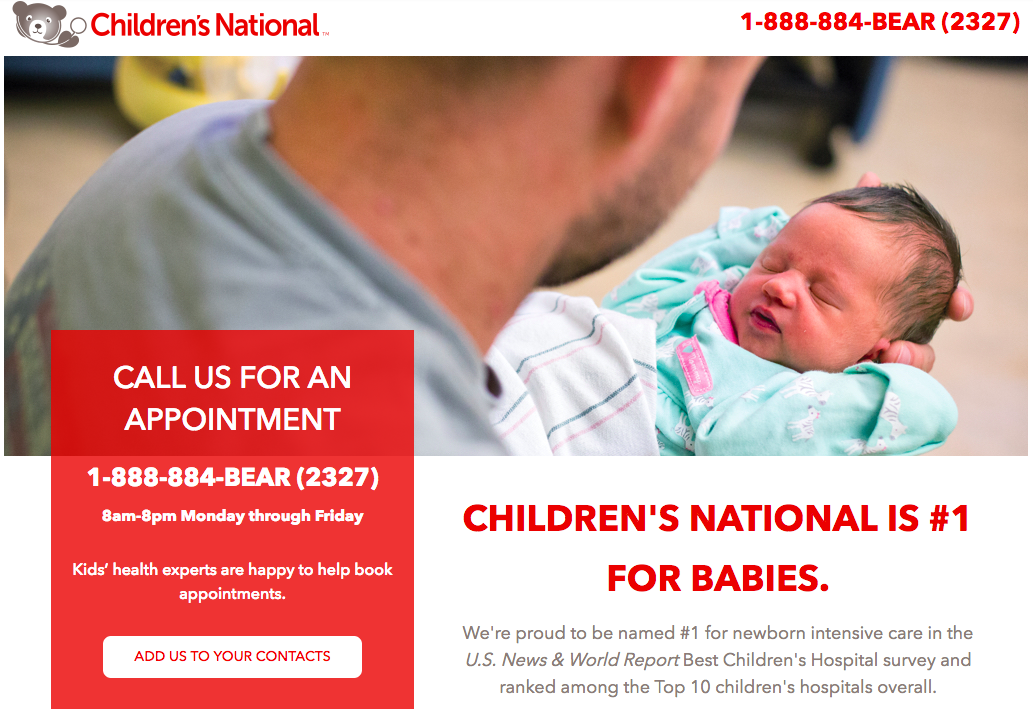 This is the original brand landing page, by RP3 agency. Designed to build trust with users, and help them make appointments through the call center.