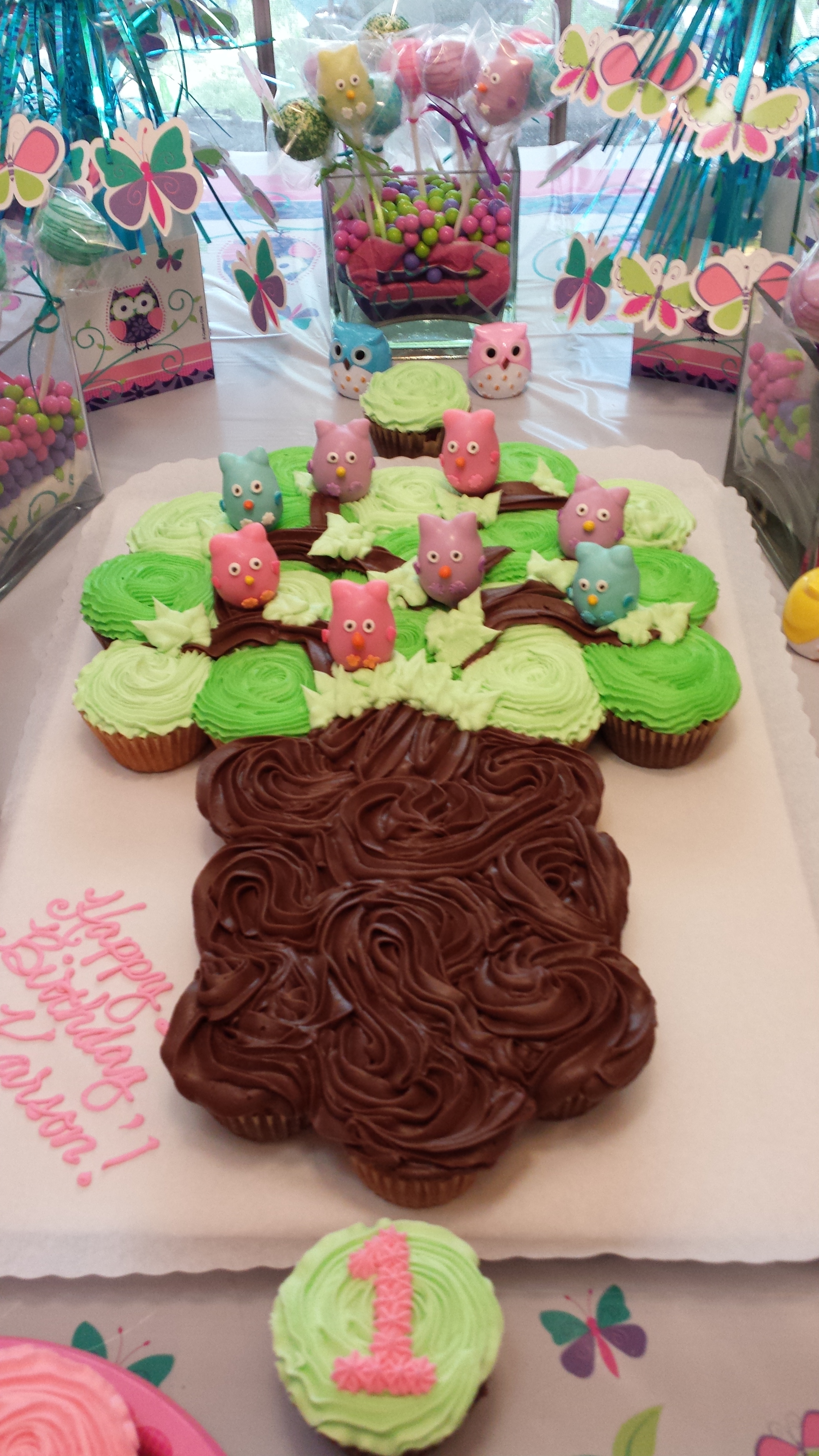 Owls in Tree Pull Apart Cupcake Cake