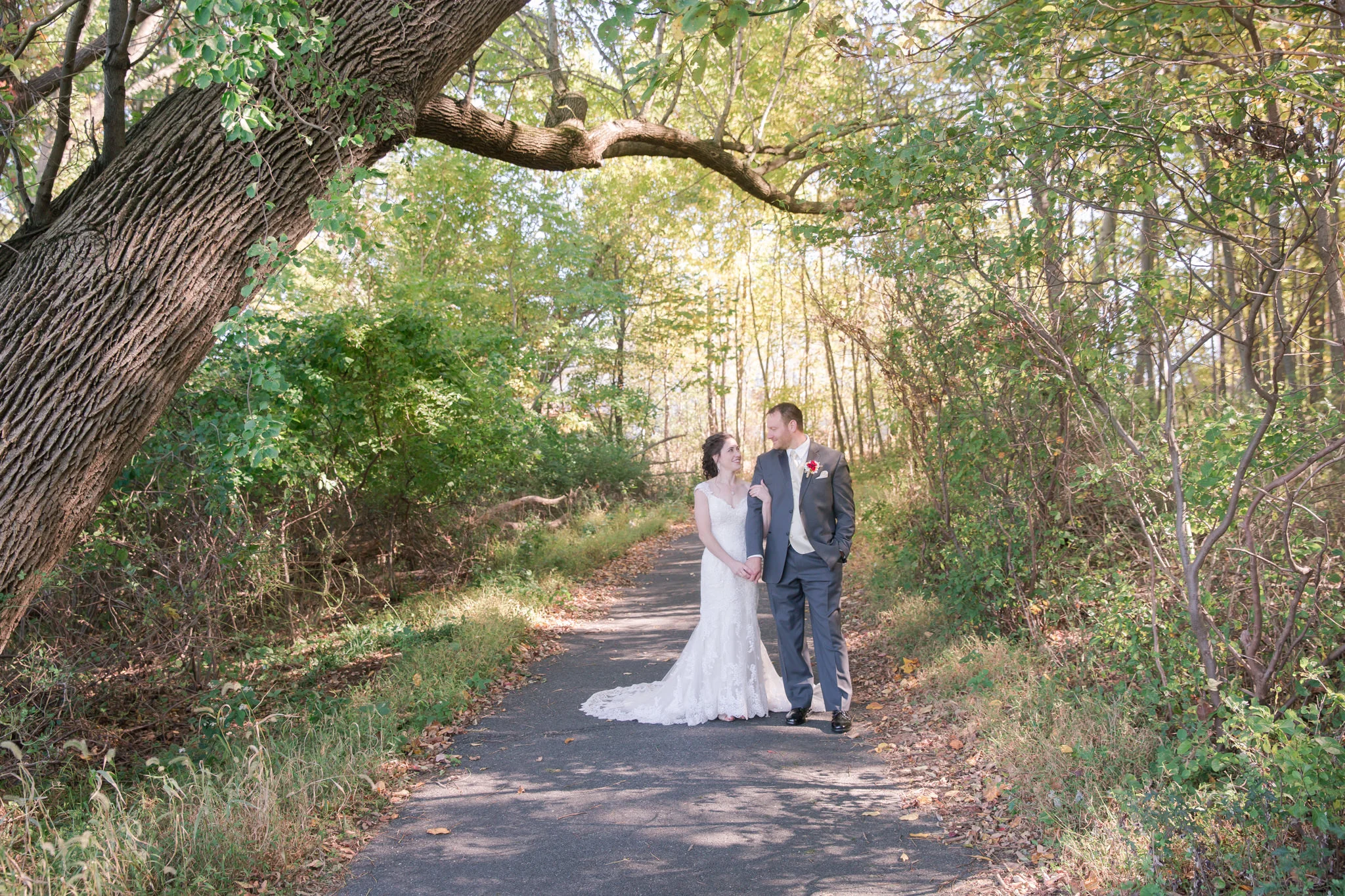 I love when venues take you around to different spots. Then when they leave you, you find your own little wonderland. The light through these trees is amazing. Of course Jaclyn & Mark were beautiful as well!