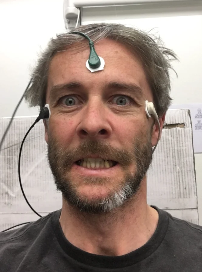 Me in the midst of undertaking the neck position sense testing up at the Uni of Newcastle with Rutger de Zoete