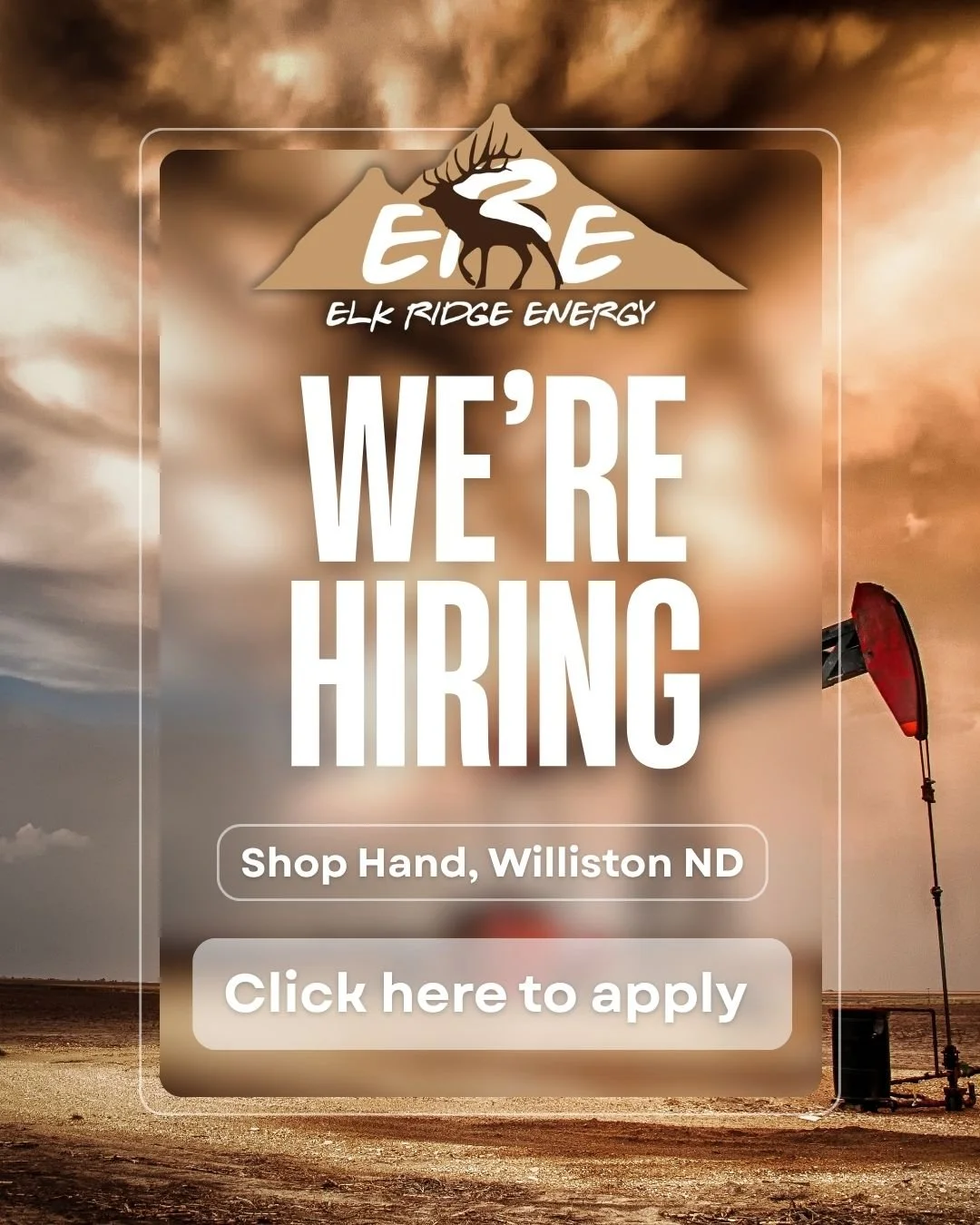 Image showing that there is a job application linked to the image for a shop hand in Williston, ND