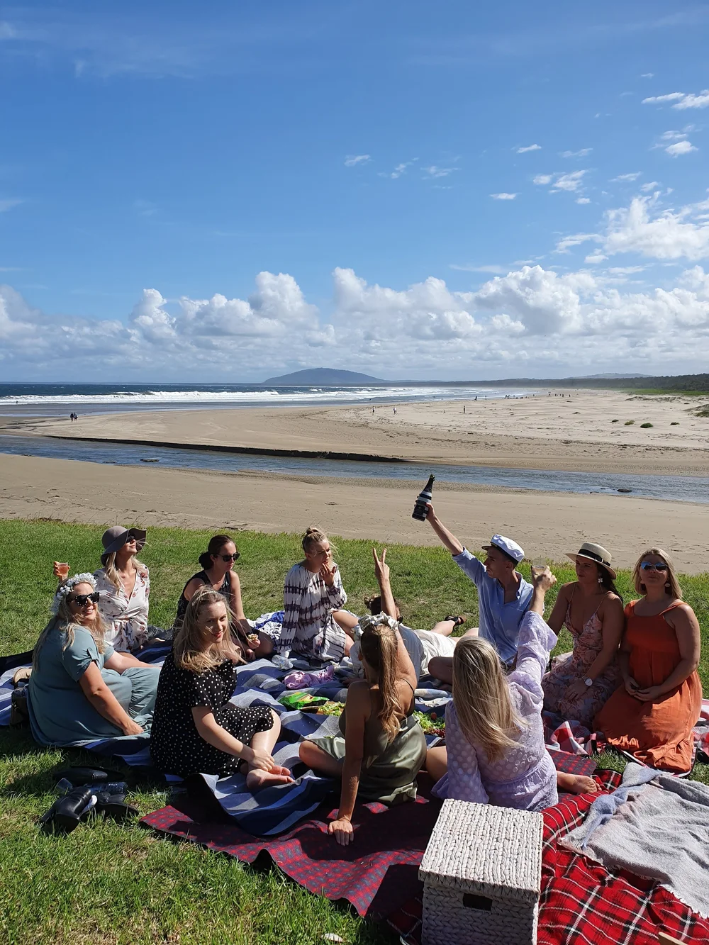 Hens party group enjoying a South Coast wine tour tasting with Urban Legends
