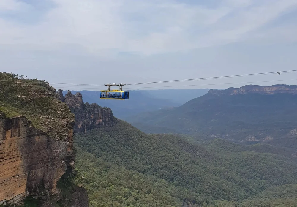 Blue Mountains cable car tour above the Jamison Valley near Katoomba, a popular Sydney day trip during Mardi Gras festival week