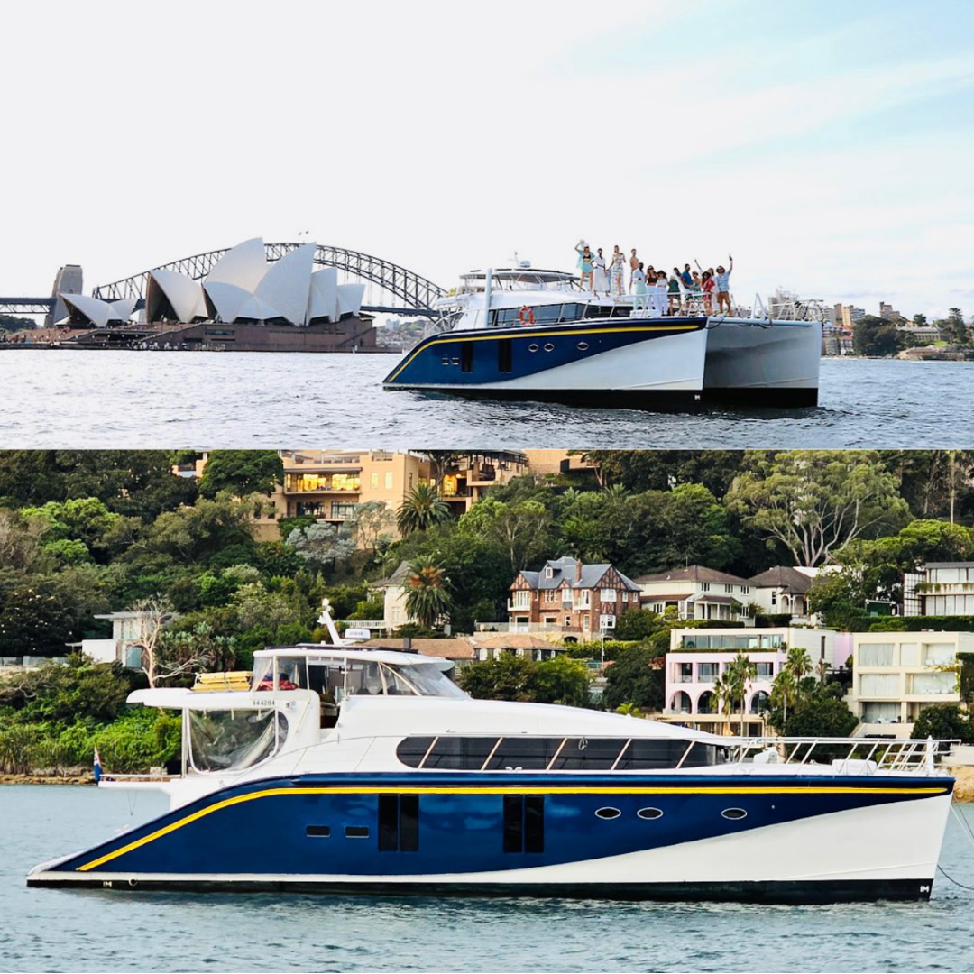 Work Christmas party group on their way to a Sydney Harbour boat charter