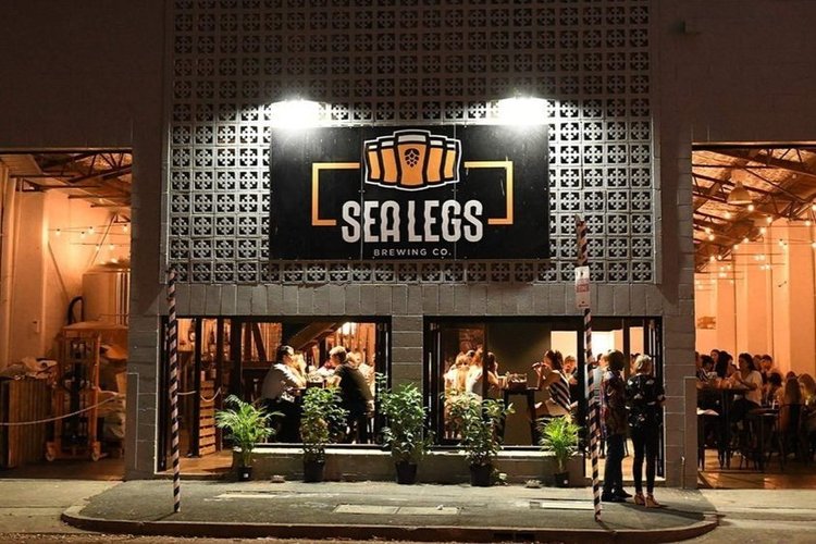 Sea Legs Brewing in Brisbane lit up at night