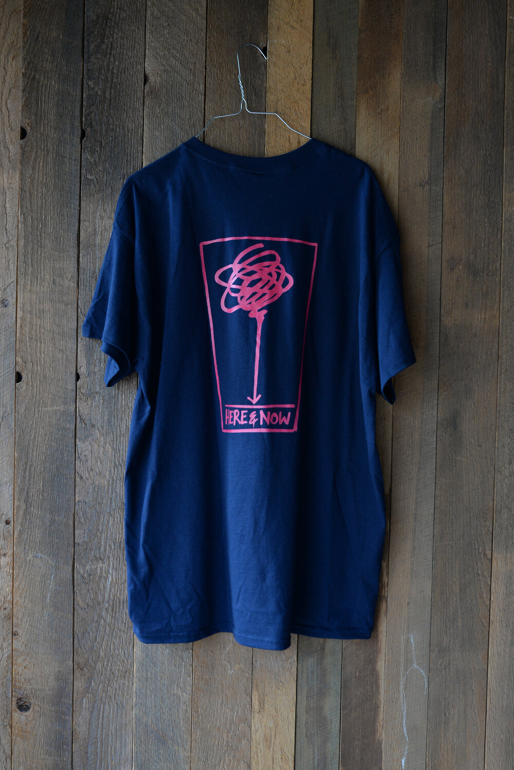 Navy Blue w/ Hot Pink Logo Shirt — Here & Now Brewing Company