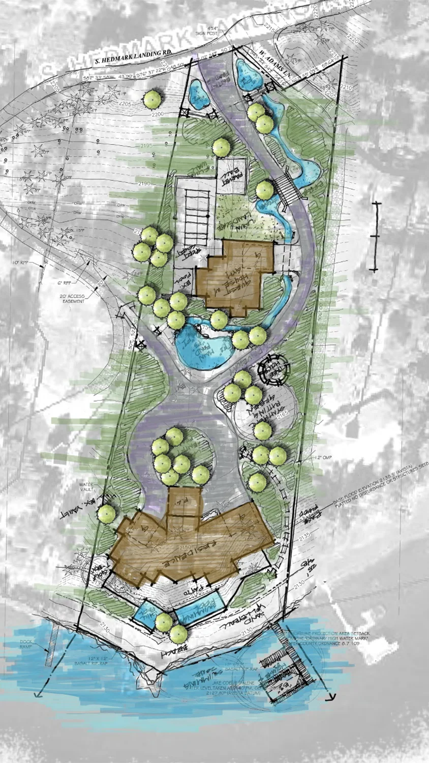 waterfront estate sketch