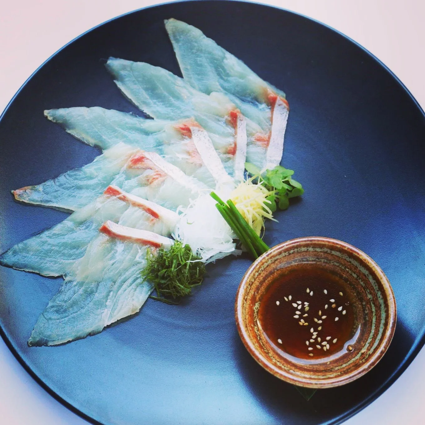 Kaiseki Winter - Thinly sliced kingfish sashimi - 'usuzukuri'