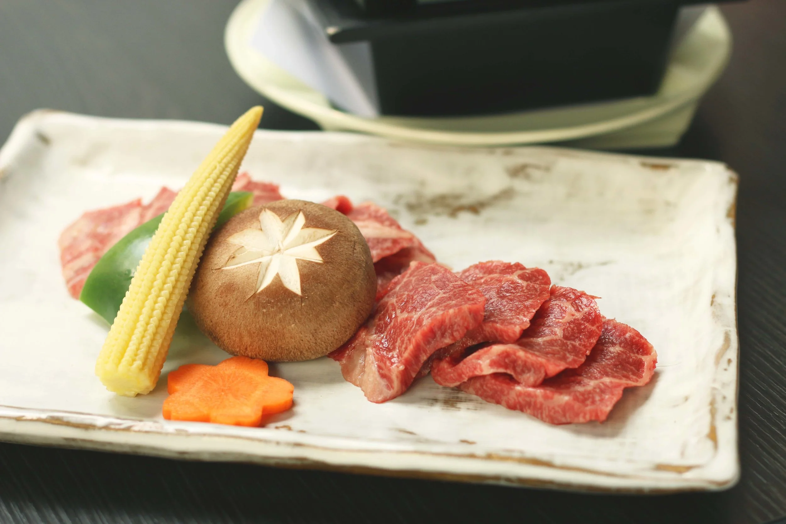 Premium Wagyu Marble Beef on hot rock