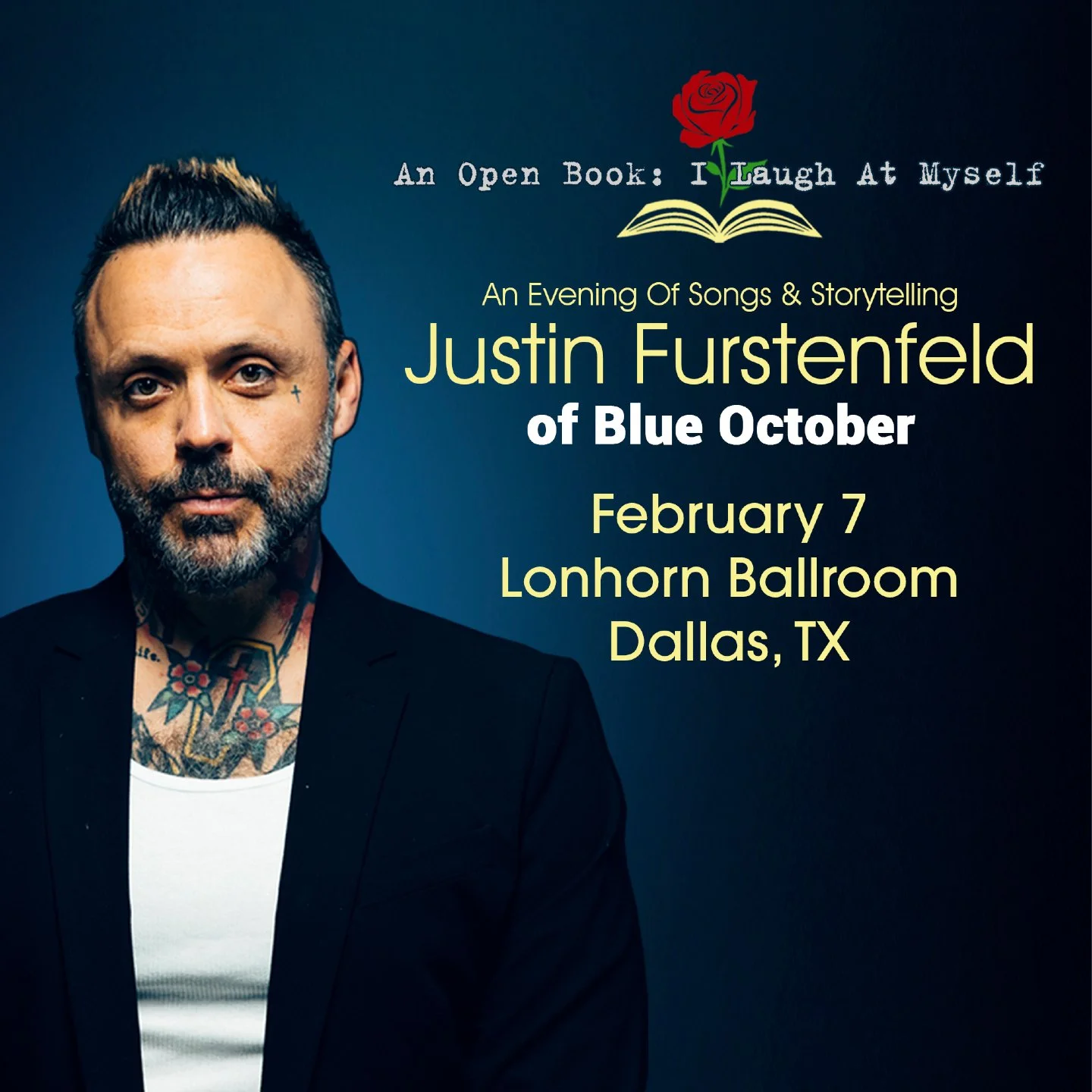 🚨JUST ANNOUNCED &amp; ON SALE NOW🚨
Justin Furstenfeld (of @blueoctoberband) is bringing his Evening of Songs &amp; Storytelling to Longhorn Ballroom on February 7.

🎟️ Tickets on sale NOW: longhornballroom.com/tickets